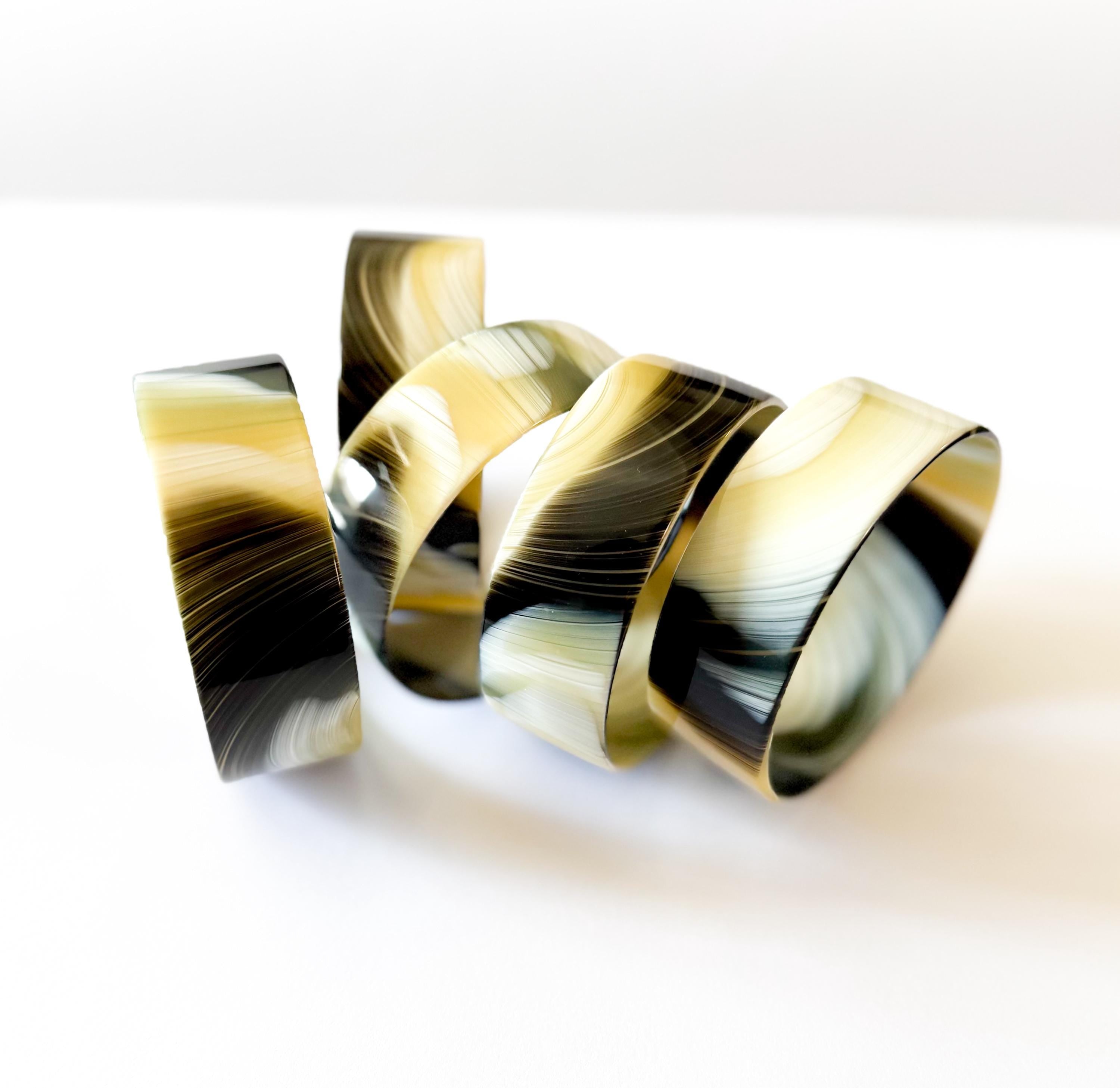 Green Horn Bangle Bracelet Handmade From Italian Cellulose Acetate Vintage But Never Worn Ivory Bone Chunky Resin Bangle Bracelet