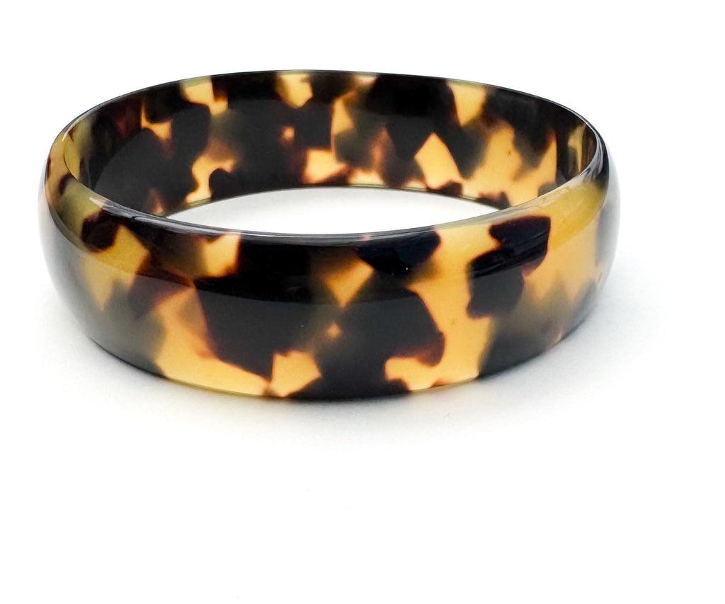 Chunky Tortoise Shell Bangle Bracelet Hand Crafted from Italian Cellulose Acetate