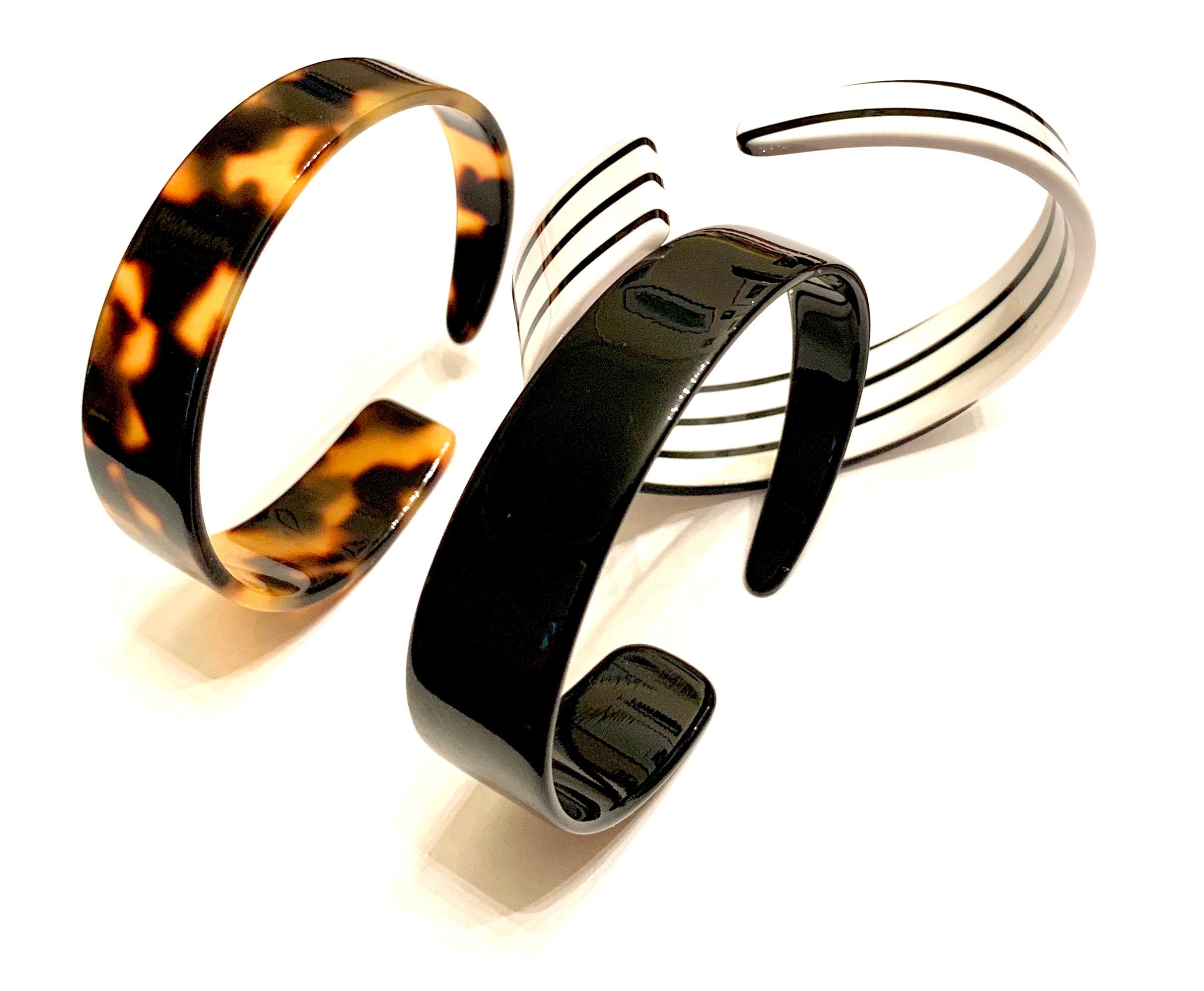Black Cuff Bracelet Skinny Italian Acetate Cuff Bracelet Available Handmade in the USA| Acrylic Cuff Bracelet