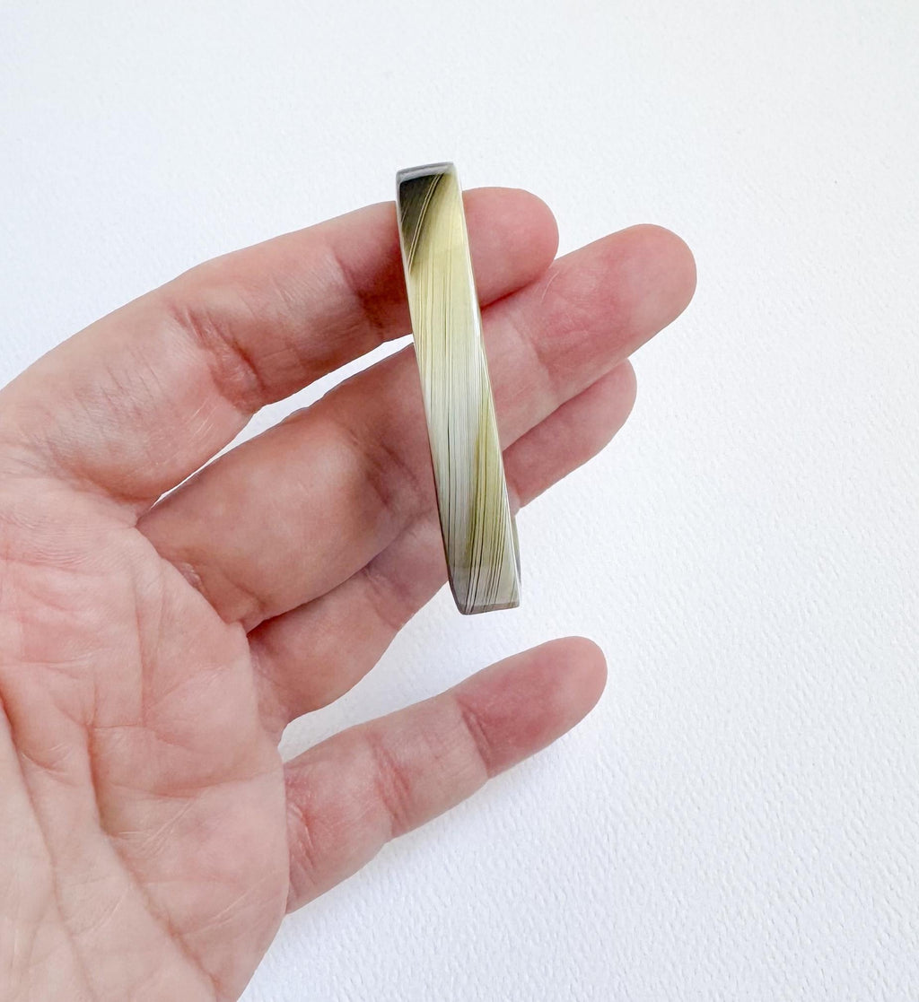 Skinny Horn Cuff Bracelet | Made From Italian Cellulose Acetate Handmade in the USA| Resin Cuff Bracelet, Green Ivory Horn Acrylic Cuff