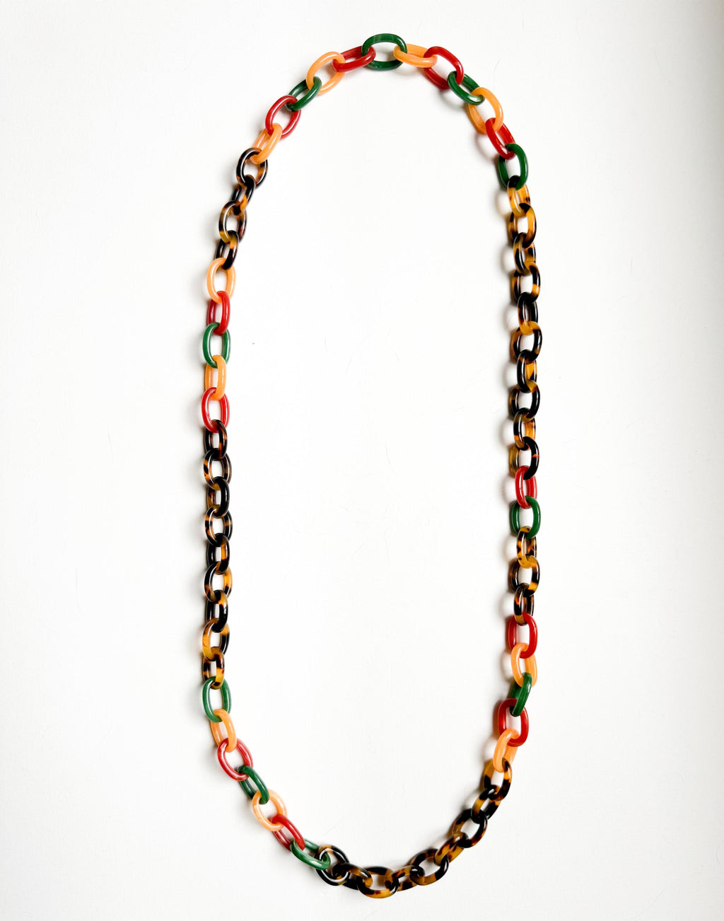 Tortoise Shell  Chunky Chain Necklace With Bakelite Inspired Accents Handmade From Italian Cellulose Acetate Tortoise Shell Resin Chain