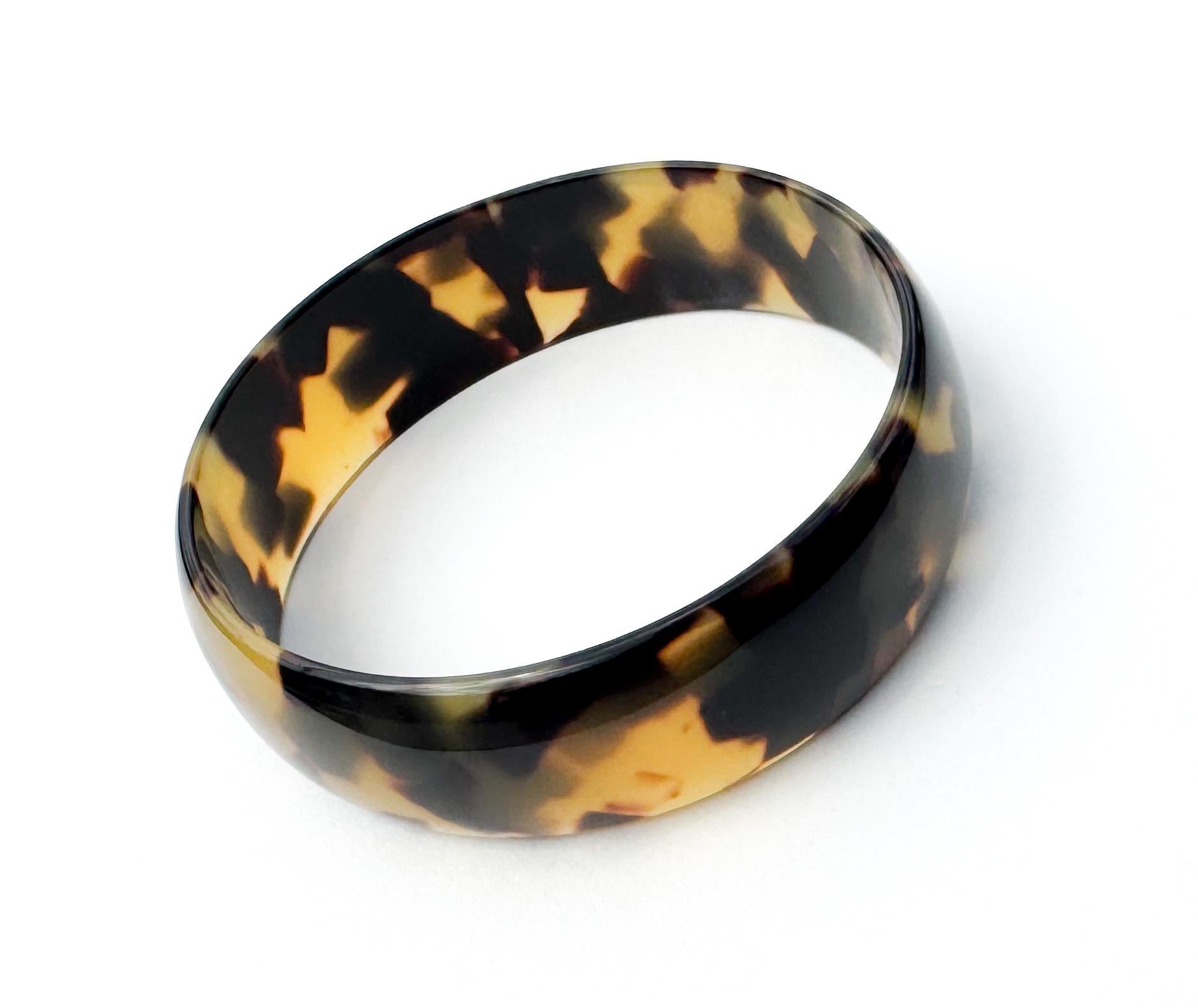 Chunky Tortoise Shell Bangle Bracelet Hand Crafted from Italian Cellulose Acetate
