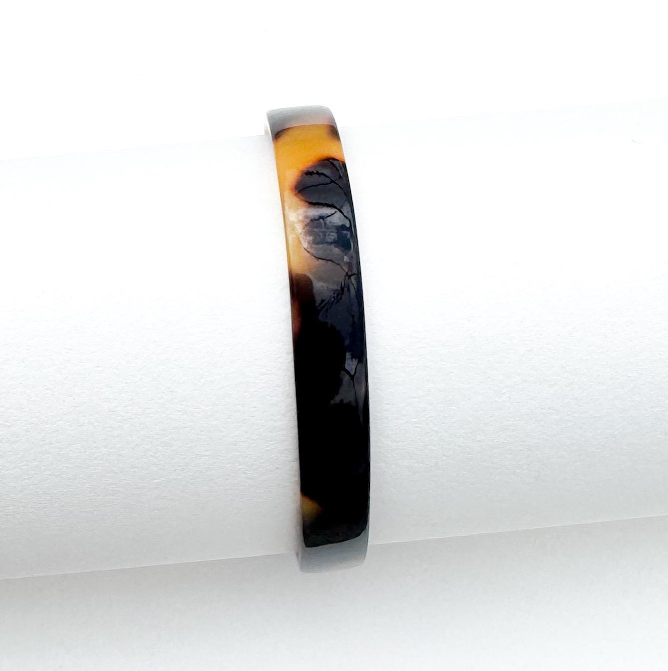 Skinny Dainty Tortoise Shell Cuff Bracelet Stackable Cuff Bracelet Handmade From Italian Cellulose Acetate Thin Resin Cuff Bracelet