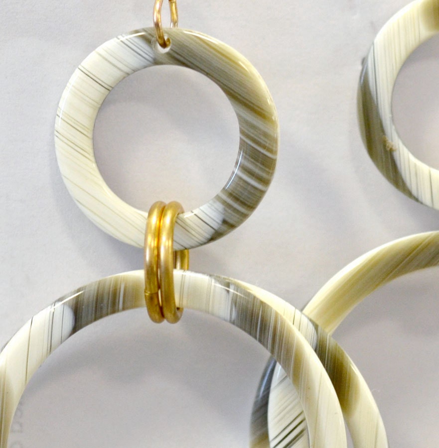 Faux Horn Statement Hoop Drop Earring Handmade From Italian Cellulose Acetate