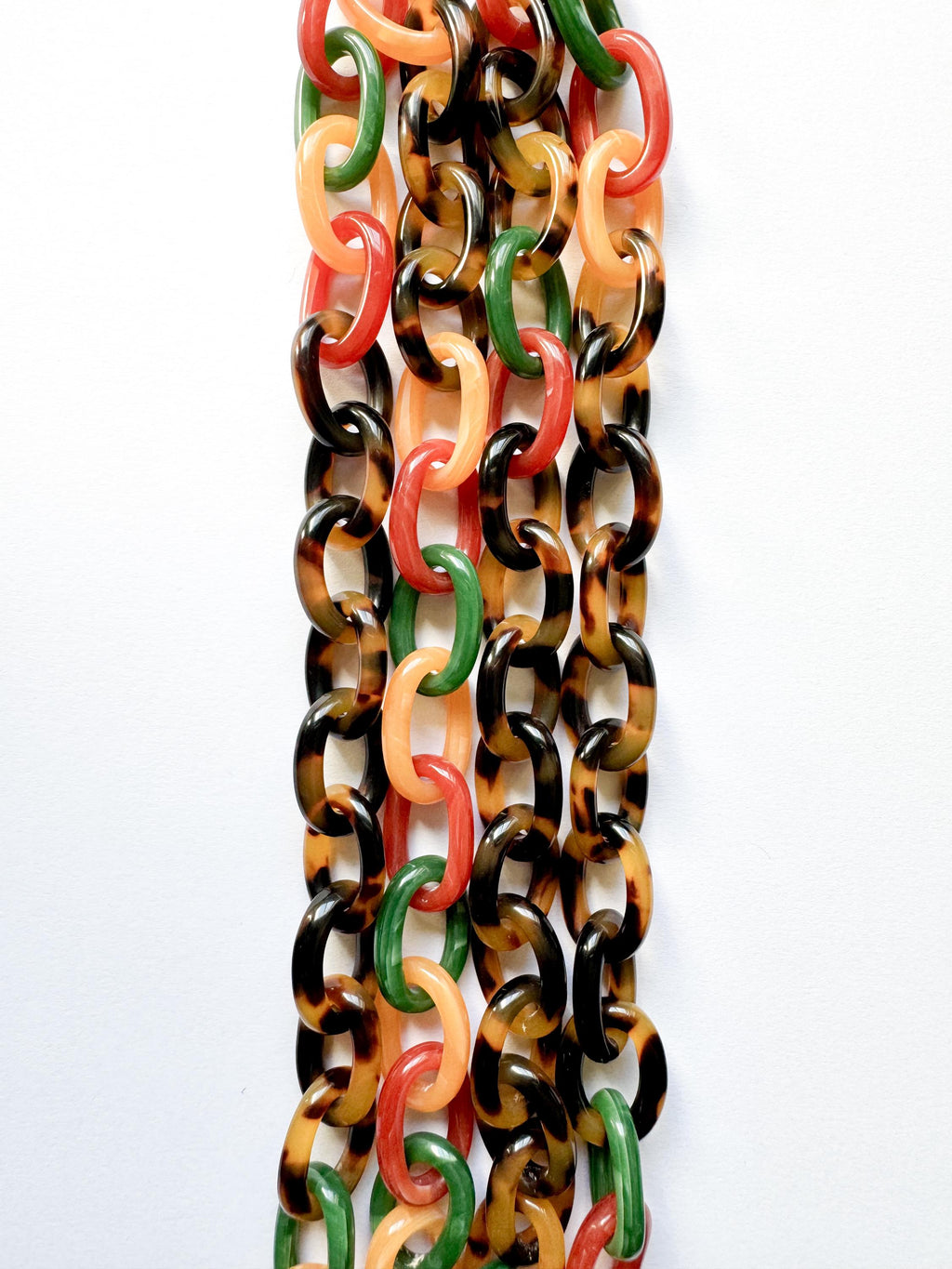 Tortoise Shell  Chunky Chain Necklace With Bakelite Inspired Accents Handmade From Italian Cellulose Acetate Tortoise Shell Resin Chain