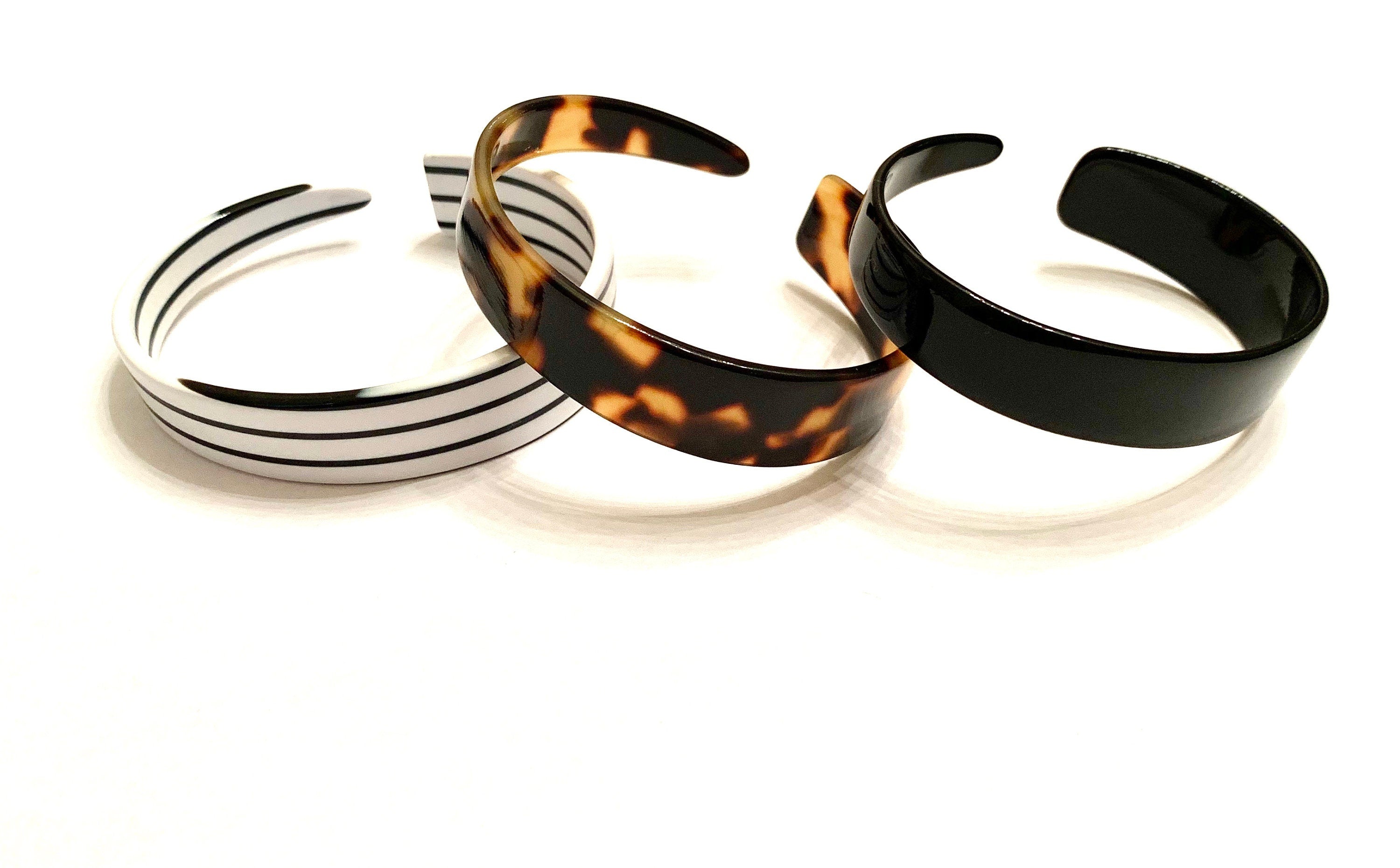 Black Cuff Bracelet Skinny Italian Acetate Cuff Bracelet Available Handmade in the USA| Acrylic Cuff Bracelet