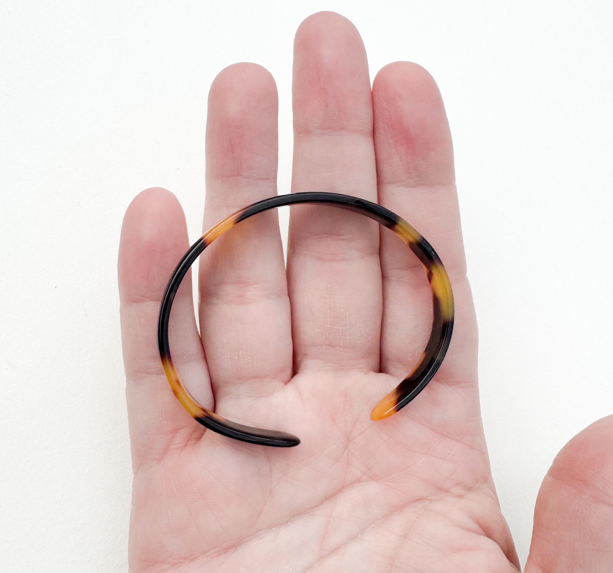 Skinny Dainty Tortoise Shell Cuff Bracelet Stackable Cuff Bracelet Handmade From Italian Cellulose Acetate Thin Resin Cuff Bracelet
