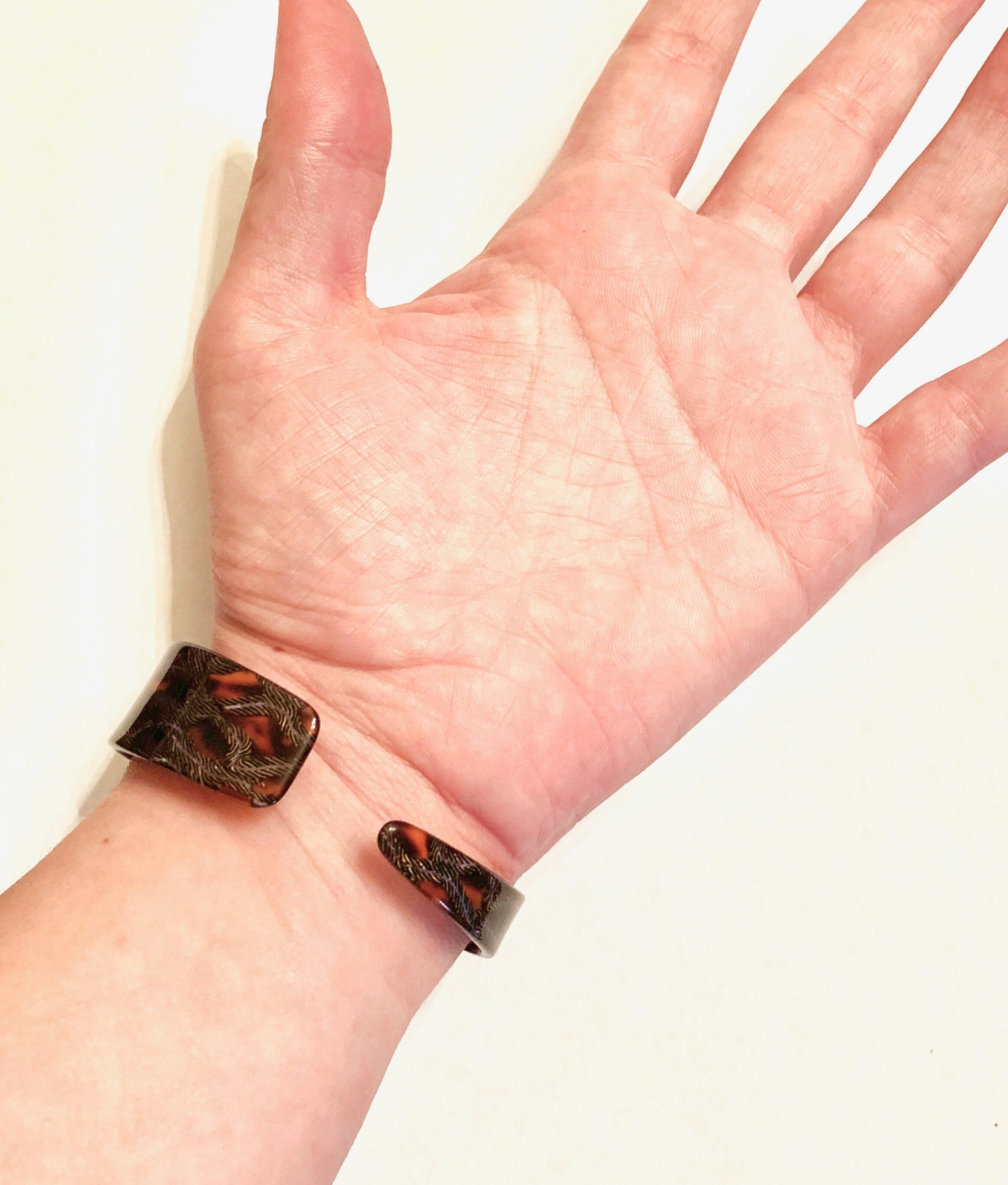 Skinny Tortoise Shell Cuff Stack Bracelet |Made From  Italian Cellulose Acetate Handmade in the USA| Tortoise Bracelet