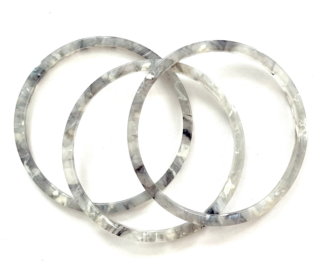 Three Skinny Gray Horn Bangle Bracelets Made From Italian Cellulose Acetate |Handmade in the USA| Acrylic Bangles | Gray Bangle Set