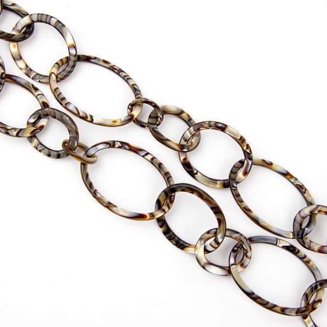 38" Graduating Link Metallic Swirl Chain Necklace Made From Italian Cellulose Acetate  |Handmade in the USA|