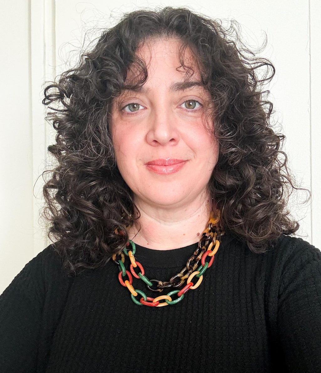 Tortoise Shell  Chunky Chain Necklace With Bakelite Inspired Accents Handmade From Italian Cellulose Acetate Tortoise Shell Resin Chain