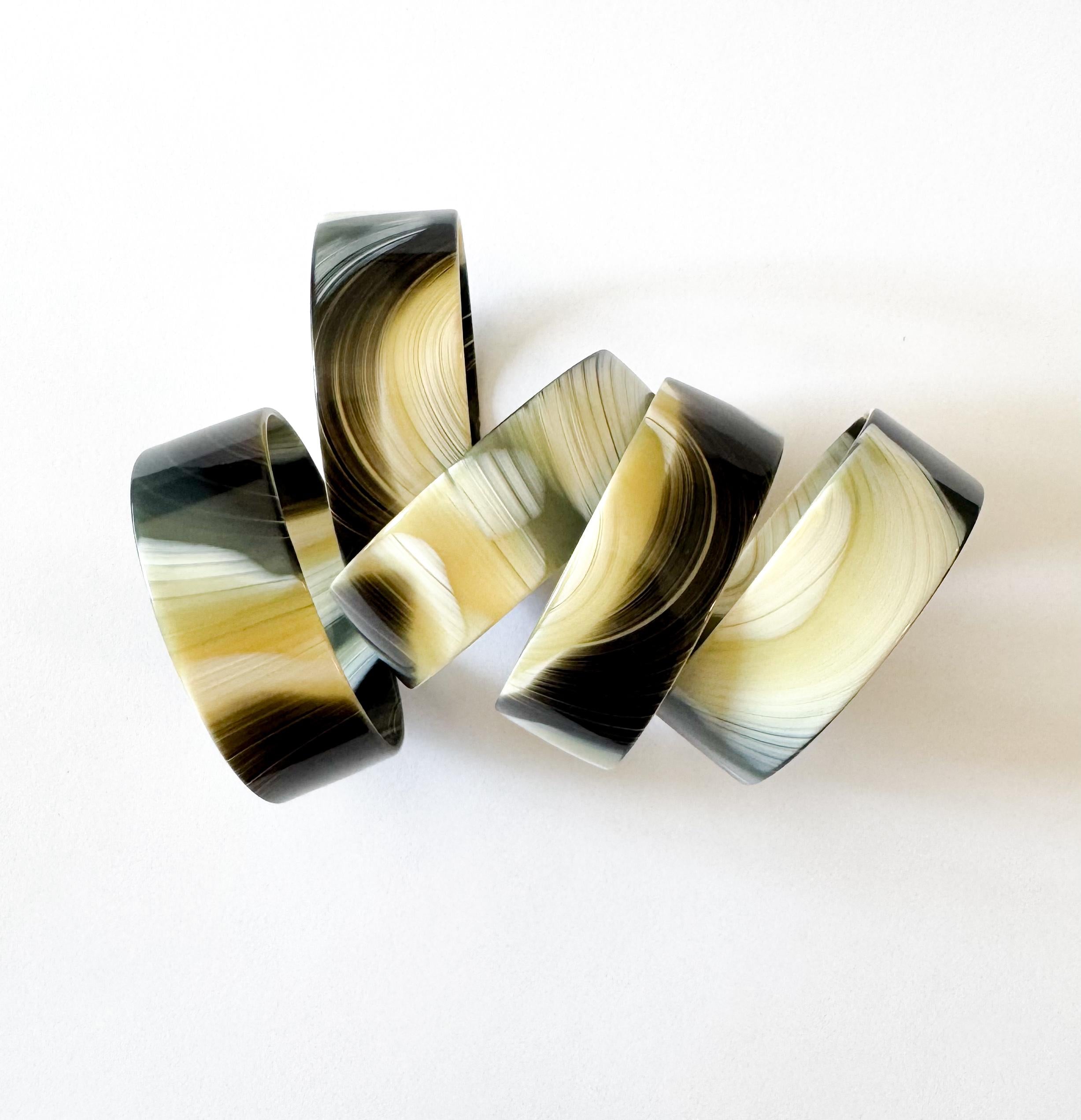 Green Horn Bangle Bracelet Handmade From Italian Cellulose Acetate Vintage But Never Worn Ivory Bone Chunky Resin Bangle Bracelet