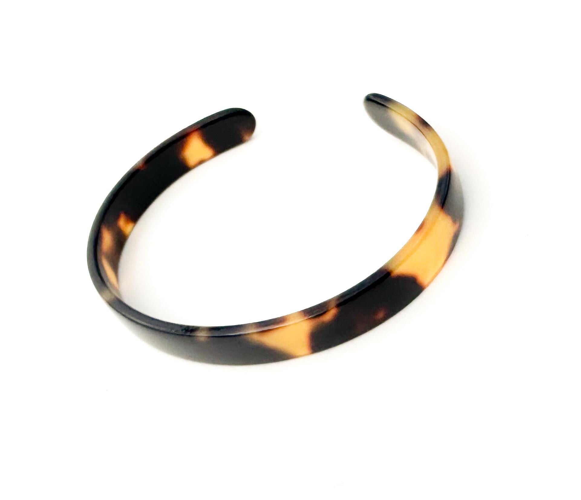 Skinny Dainty Tortoise Shell Cuff Bracelet Stackable Cuff Bracelet Handmade From Italian Cellulose Acetate Thin Resin Cuff Bracelet