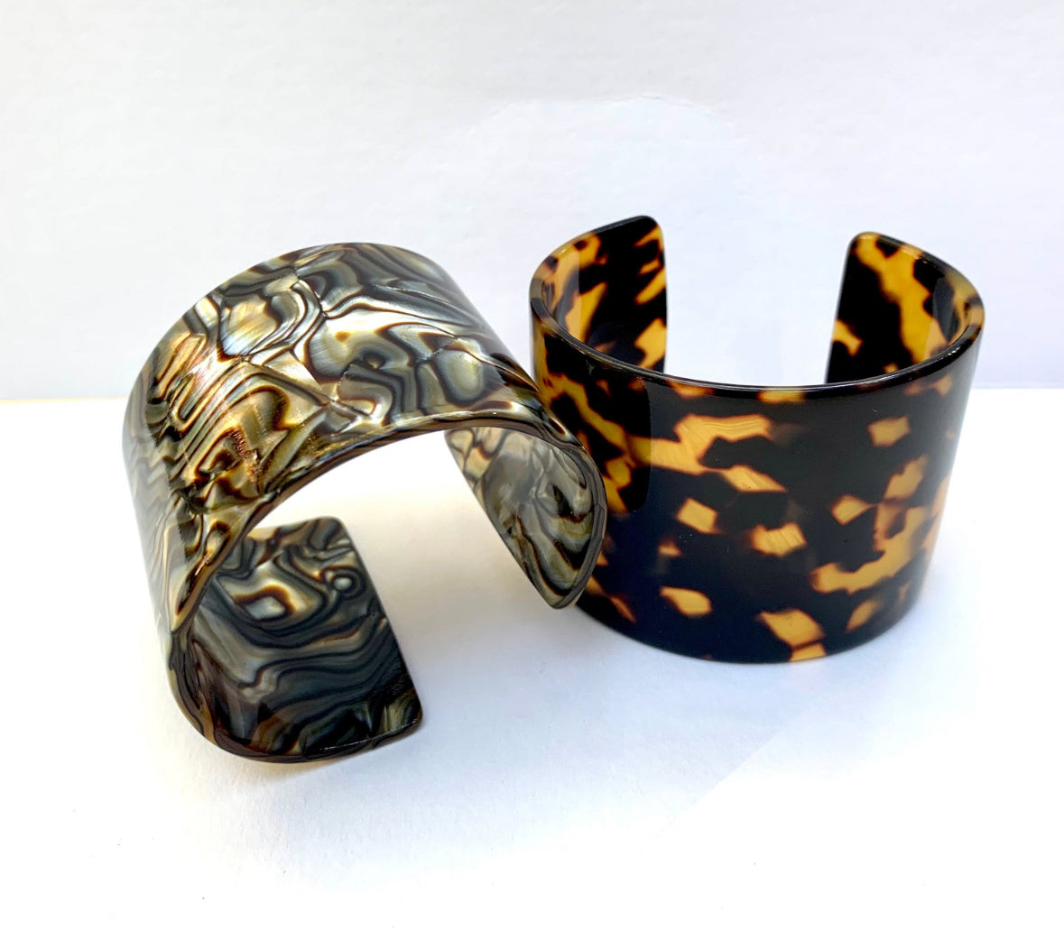 Tortoise Shell Cuff Bracelet 2" Wide Solid Tortoise Cuff Handmade in NYC From Italian Cellulose Acetate