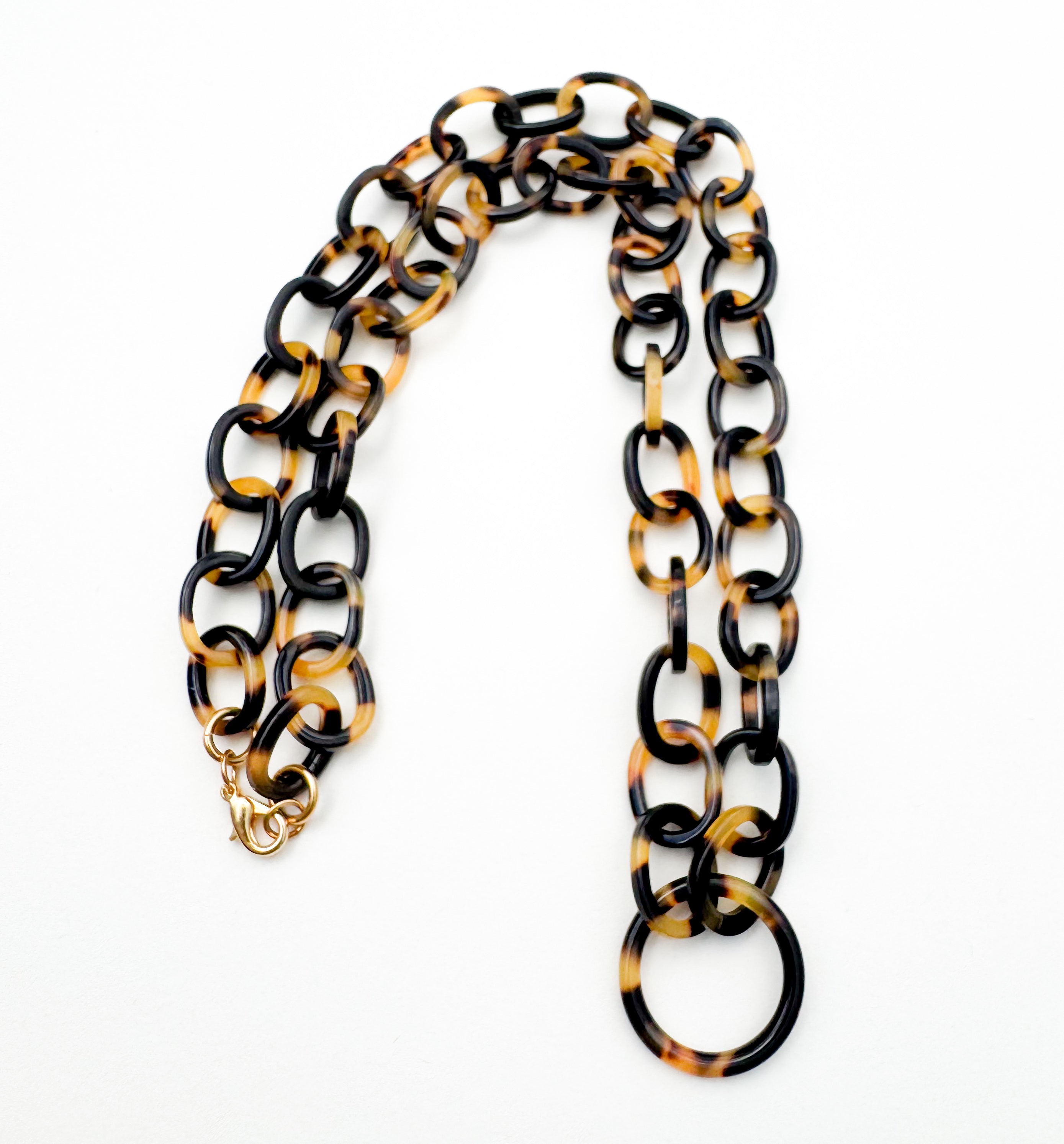 Tortoise Shell Eyeglass Chain Necklace With Loop: Fine Italian Cellulose Acetate, Handmade in NYC
