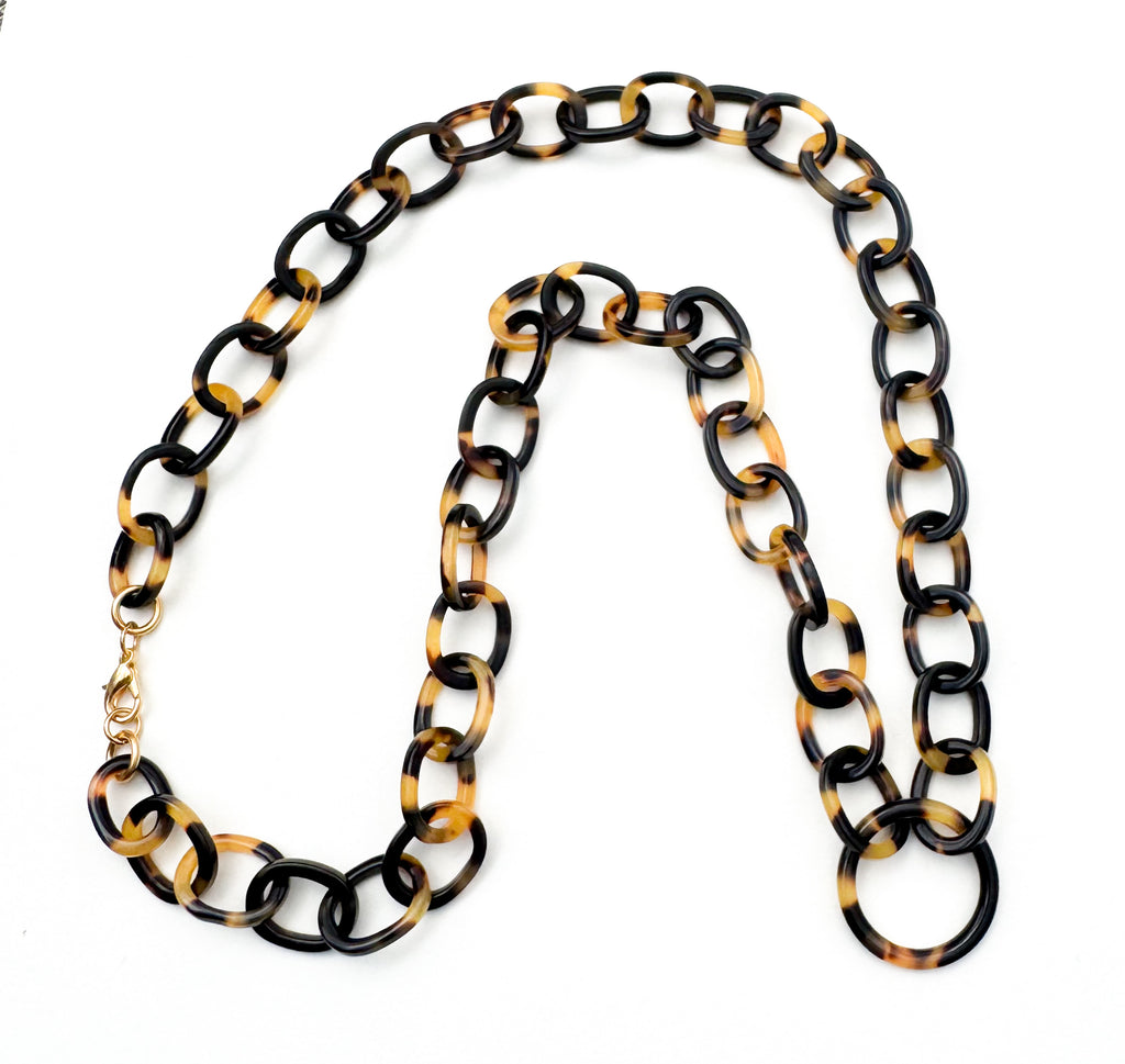 Tortoise Shell Eyeglass Chain Necklace With Loop: Fine Italian Cellulose Acetate, Handmade in NYC