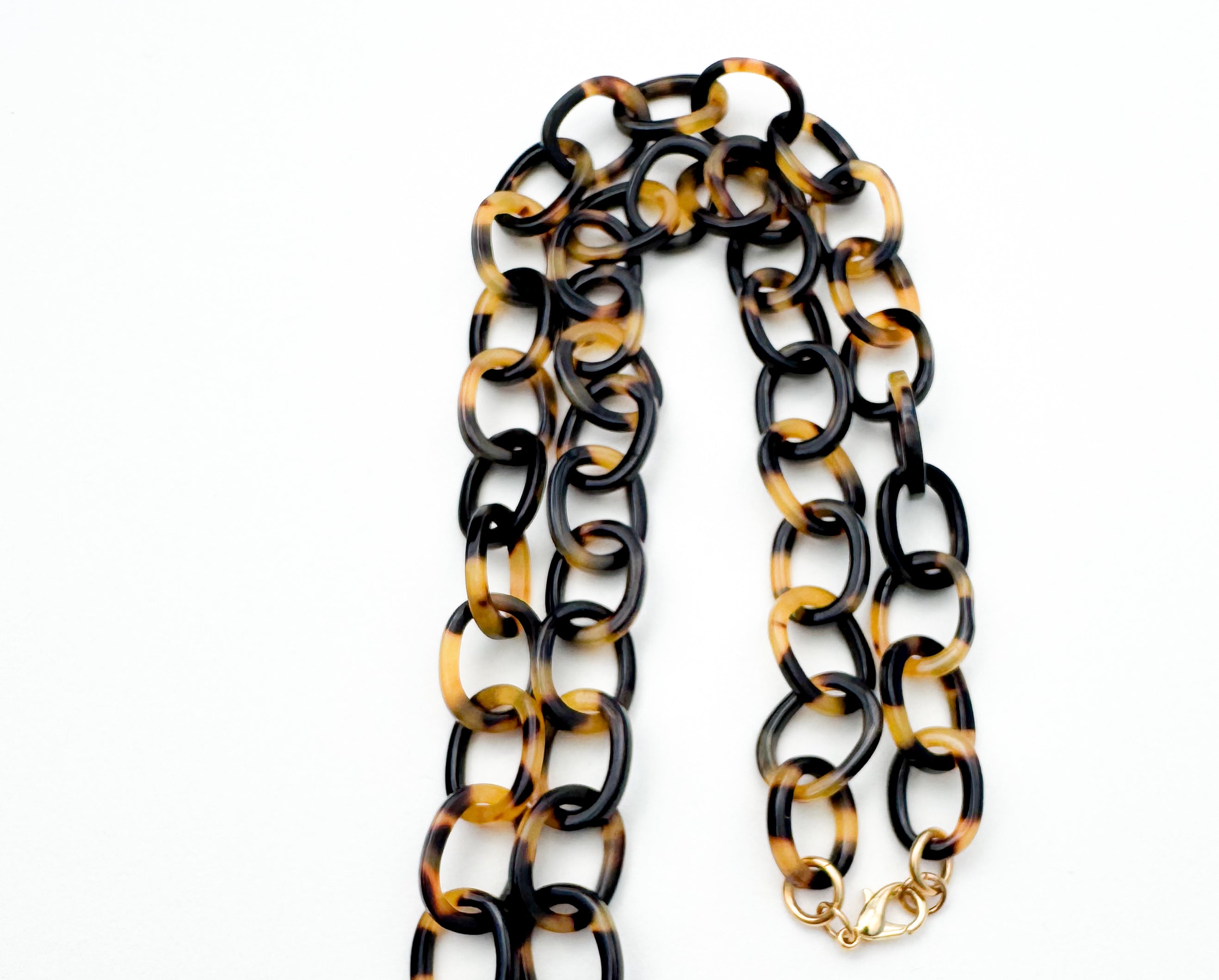 Tortoise Shell Eyeglass Chain Necklace With Loop: Fine Italian Cellulose Acetate, Handmade in NYC