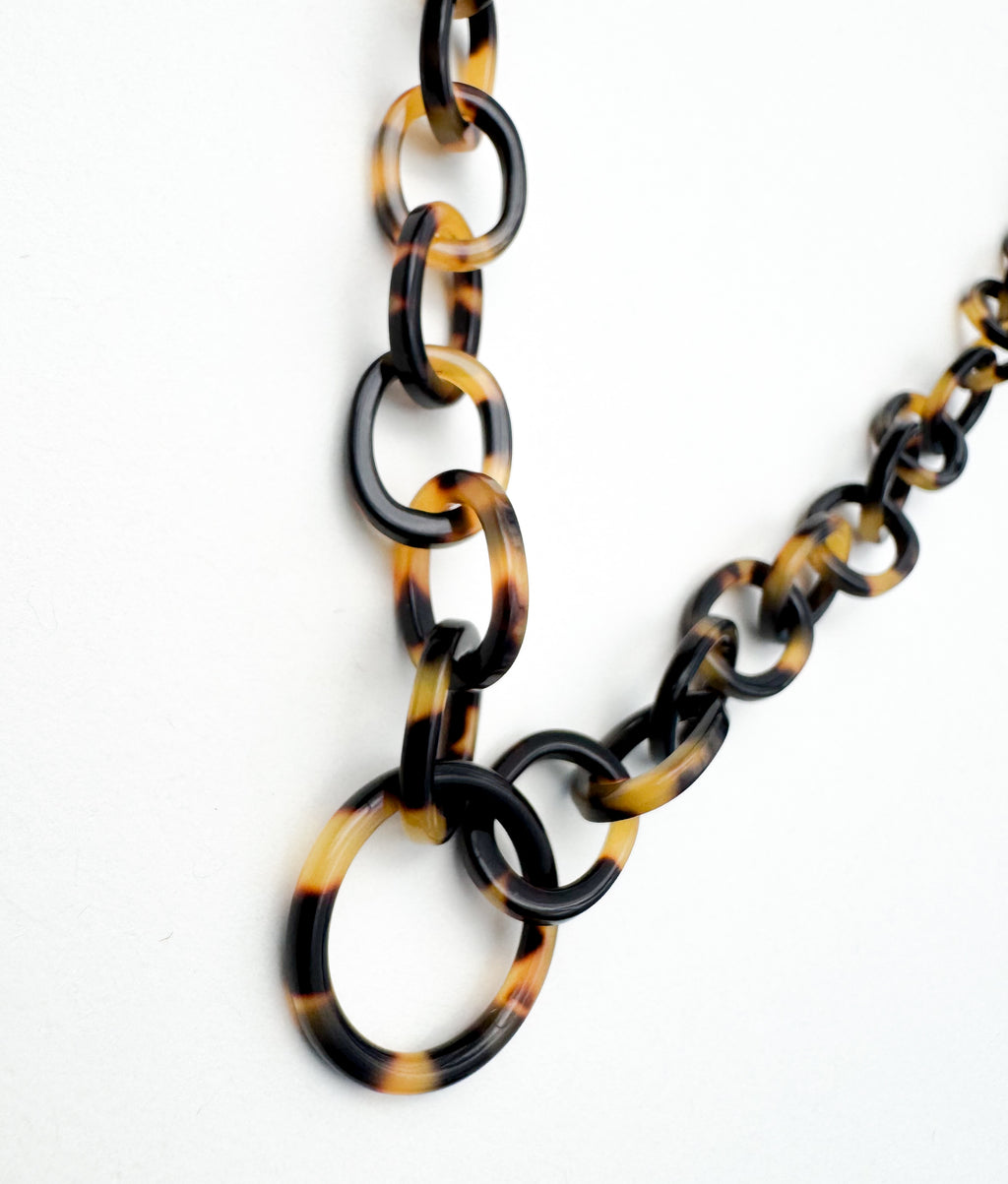 Tortoise Shell Eyeglass Chain Necklace With Loop: Fine Italian Cellulose Acetate, Handmade in NYC