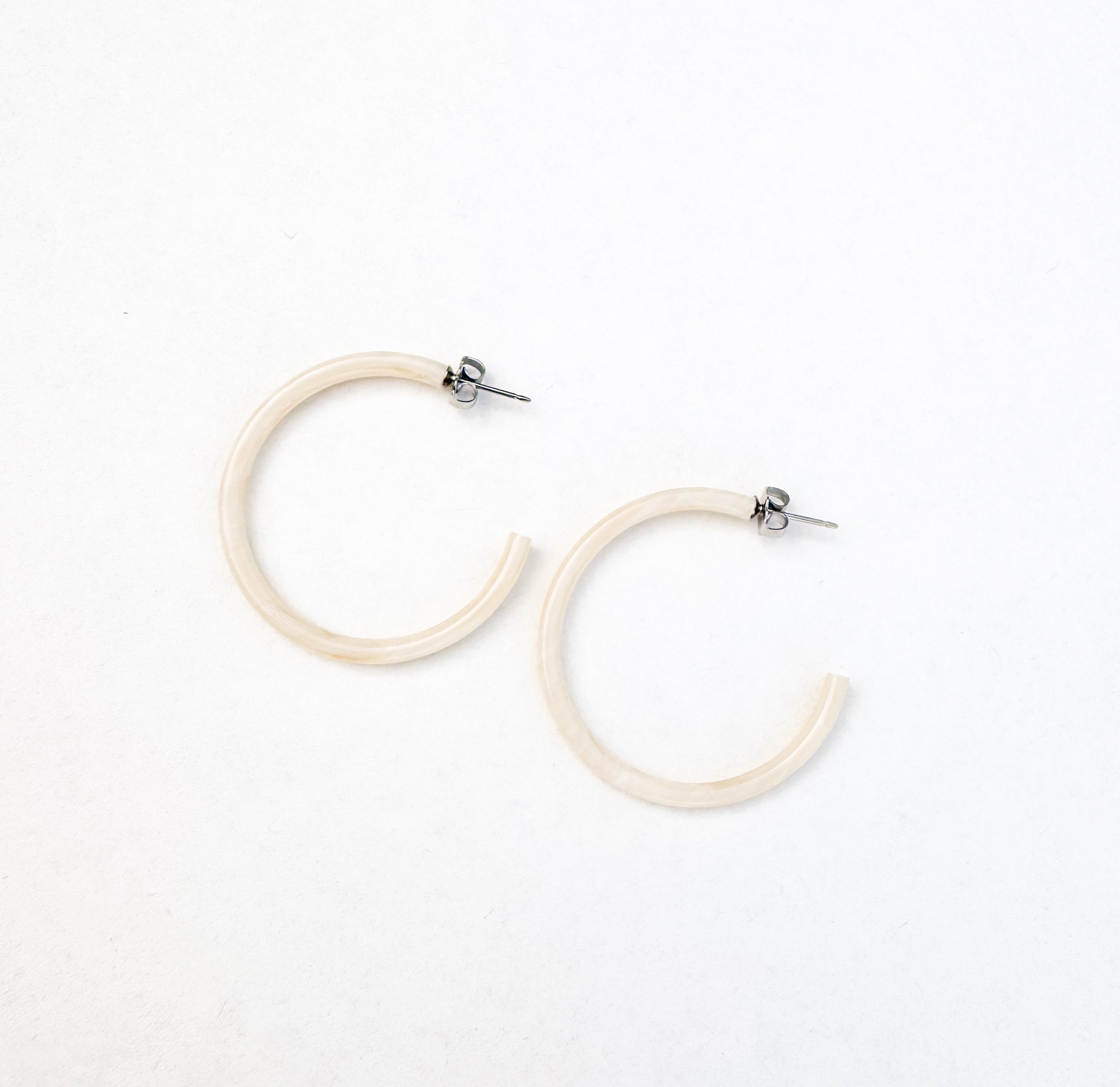 1.5” Light Horn Skinny Hoop Hearring Handmade in NYC From Italian Cellulose Acetate