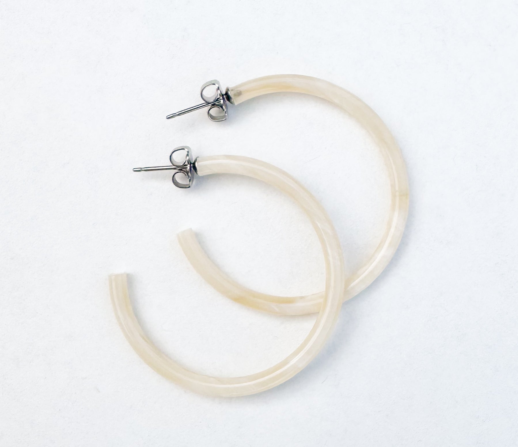 1.5” Light Horn Skinny Hoop Hearring Handmade in NYC From Italian Cellulose Acetate