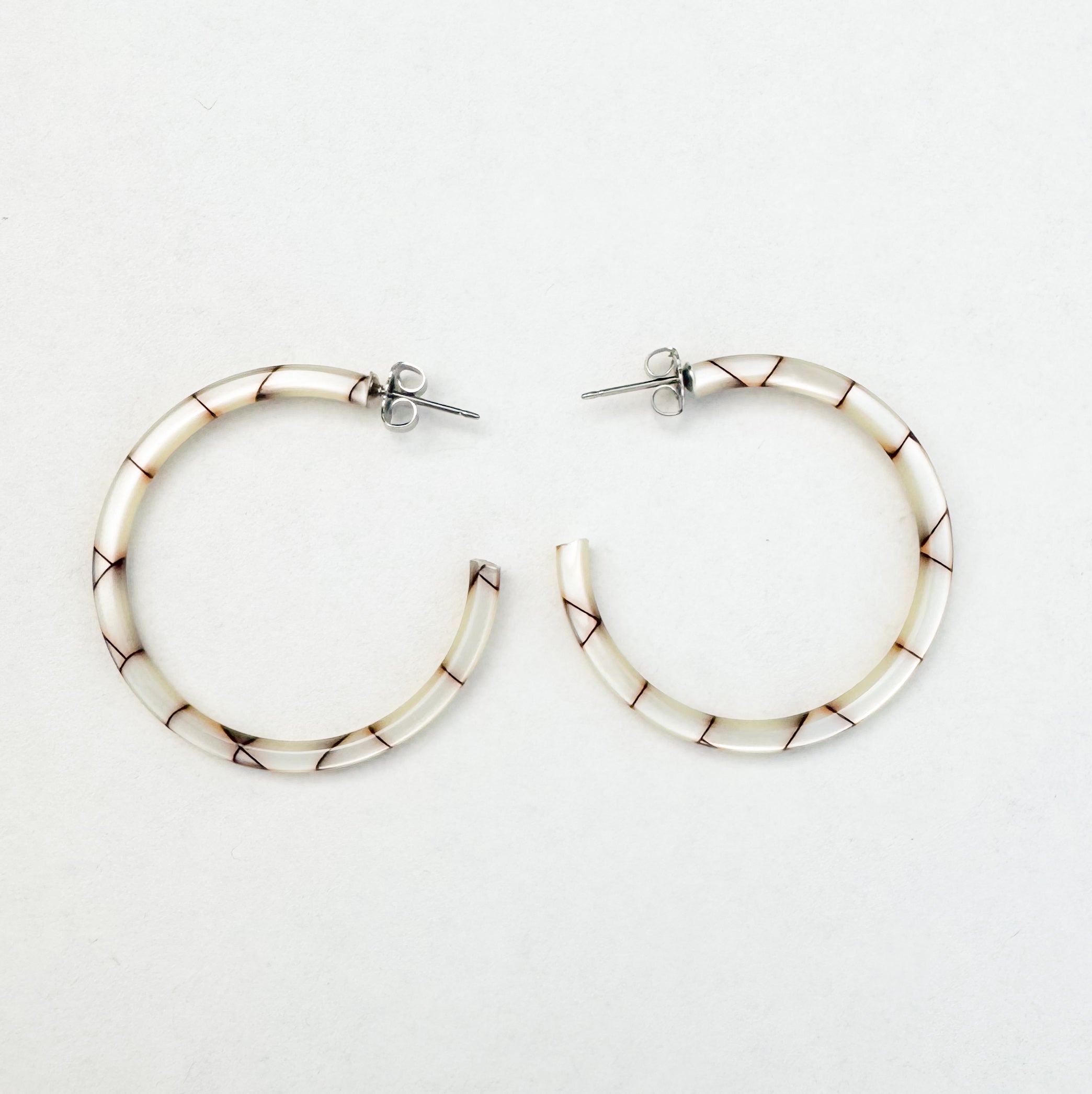 1.5” Blonde Iridescent Tortoise Skinny Hoop Earring Handmade in NYC From Italian Cellulose Acetate (Copy)