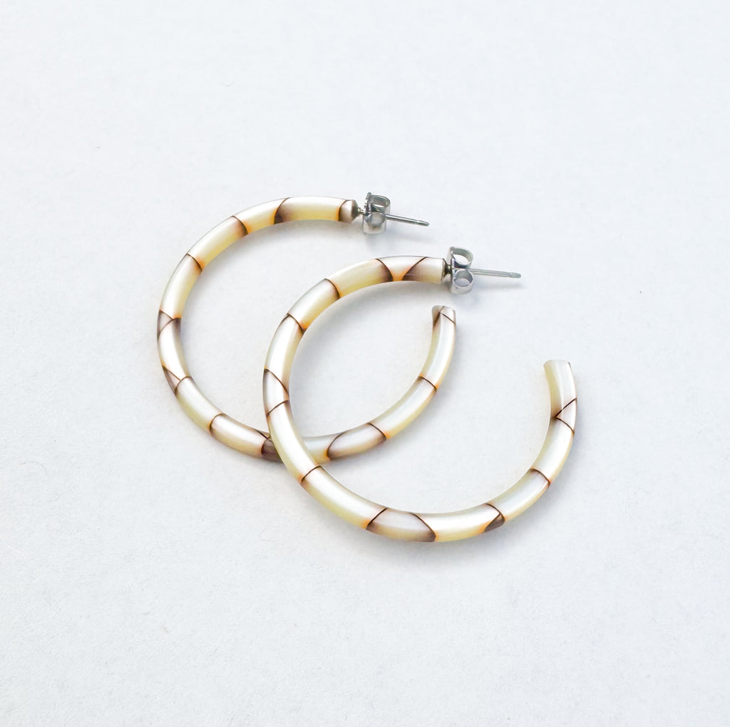 1.5” Blonde Iridescent Tortoise Skinny Hoop Earring Handmade in NYC From Italian Cellulose Acetate (Copy)