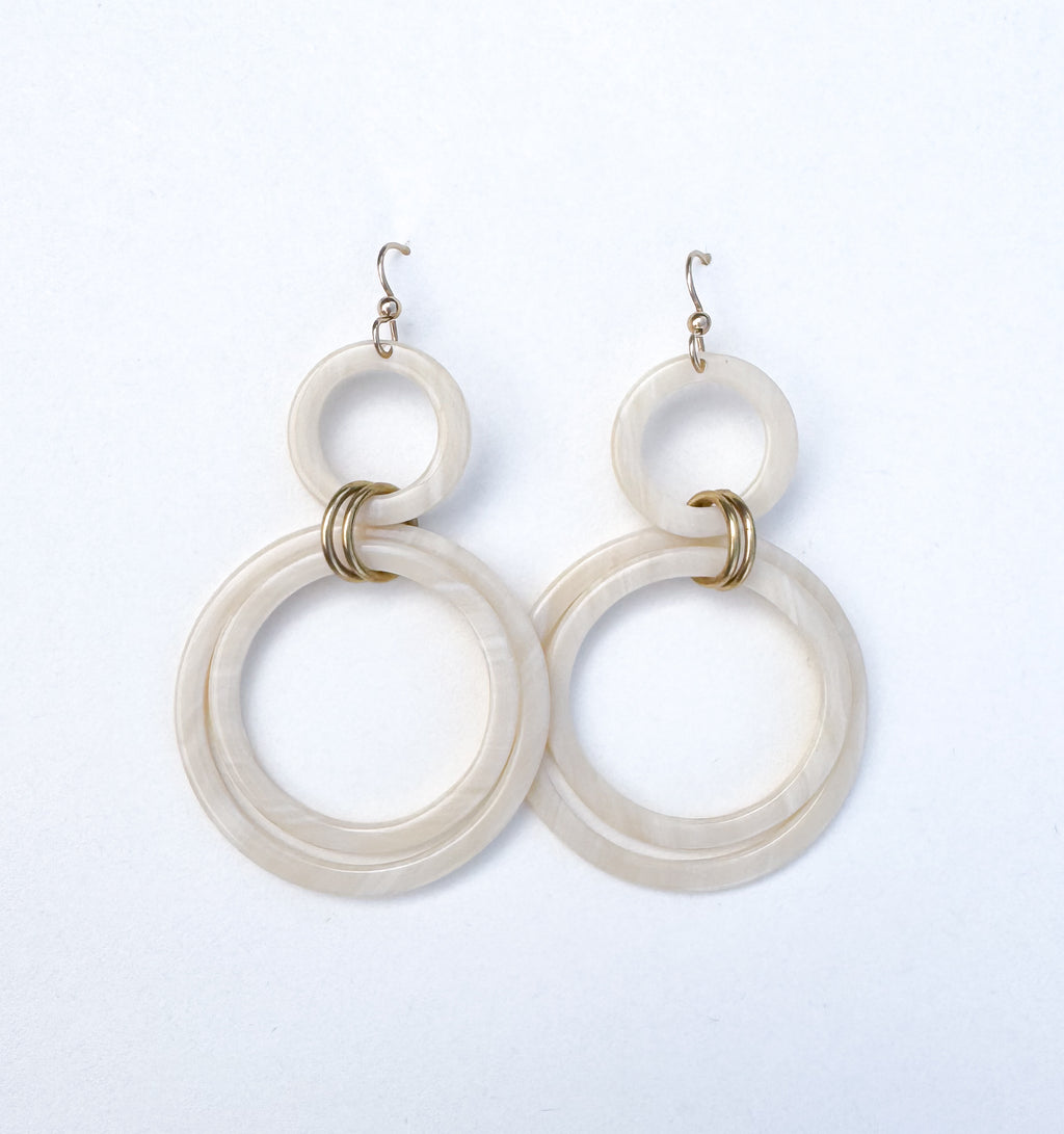 Faux Horn Statement Hoop Drop Earring Handmade From Italian Cellulose Acetate
