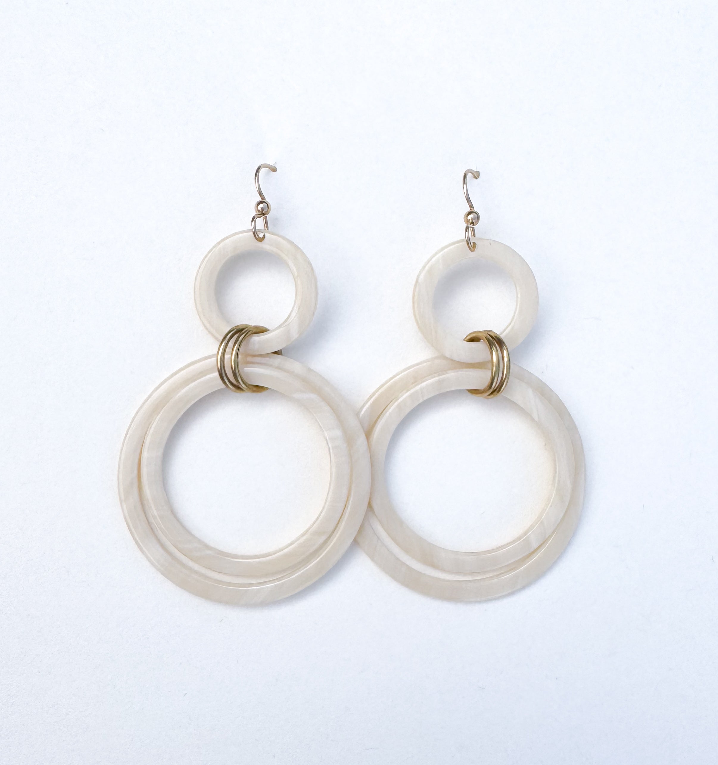 Faux Horn Statement Hoop Drop Earring Handmade From Italian Cellulose Acetate