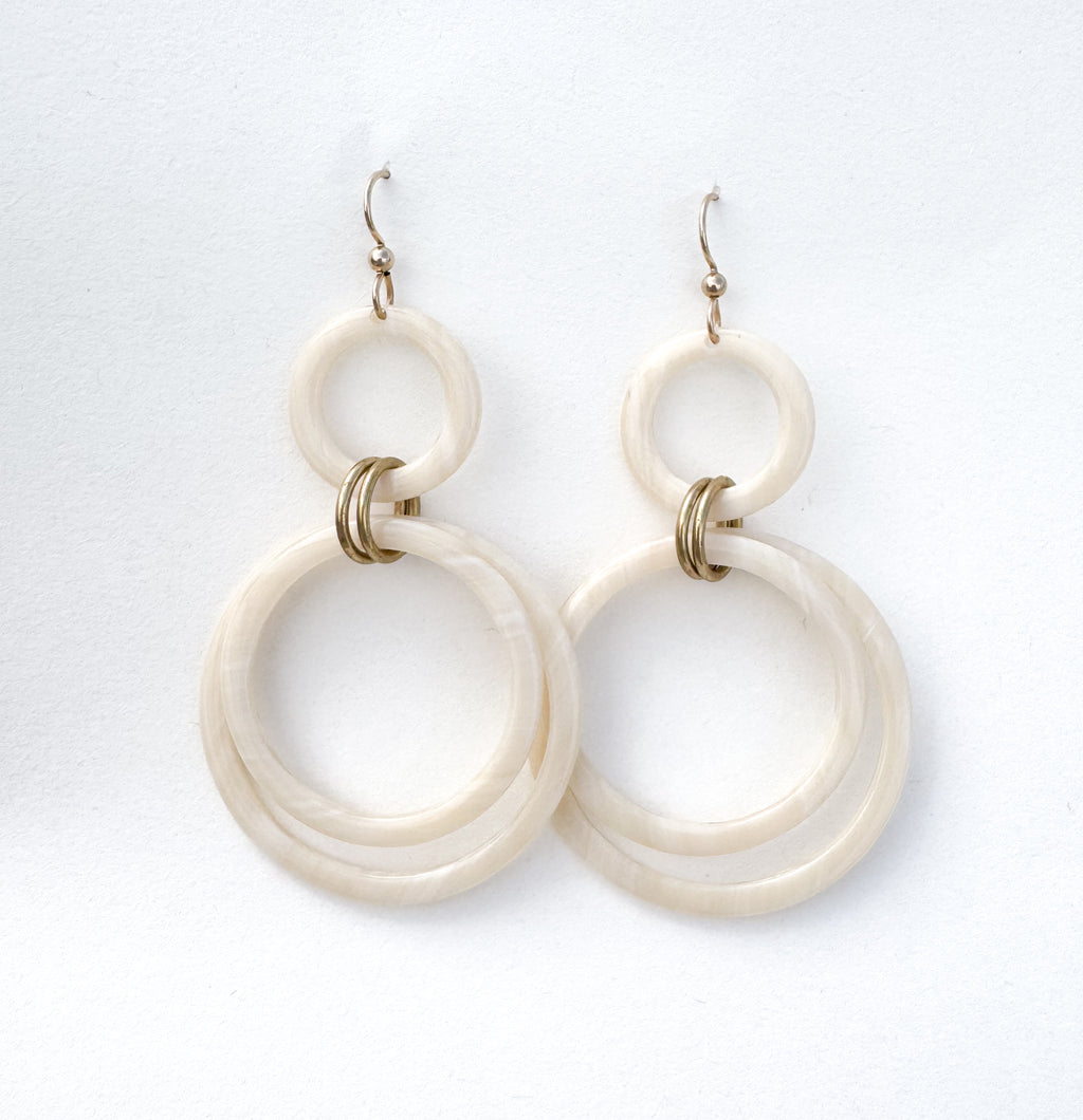 Faux Horn Statement Hoop Drop Earring Handmade From Italian Cellulose Acetate