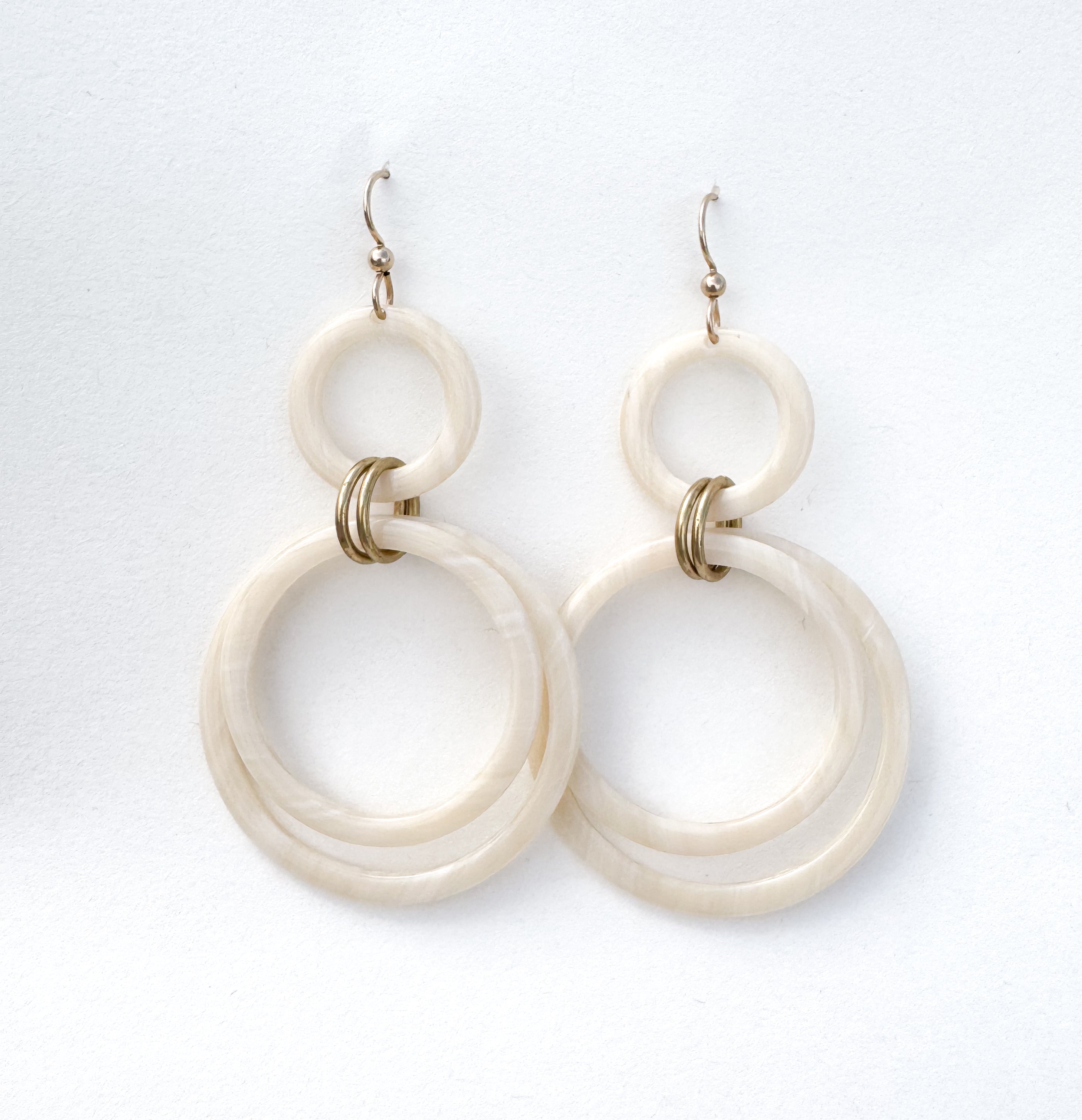 Faux Horn Statement Hoop Drop Earring Handmade From Italian Cellulose Acetate