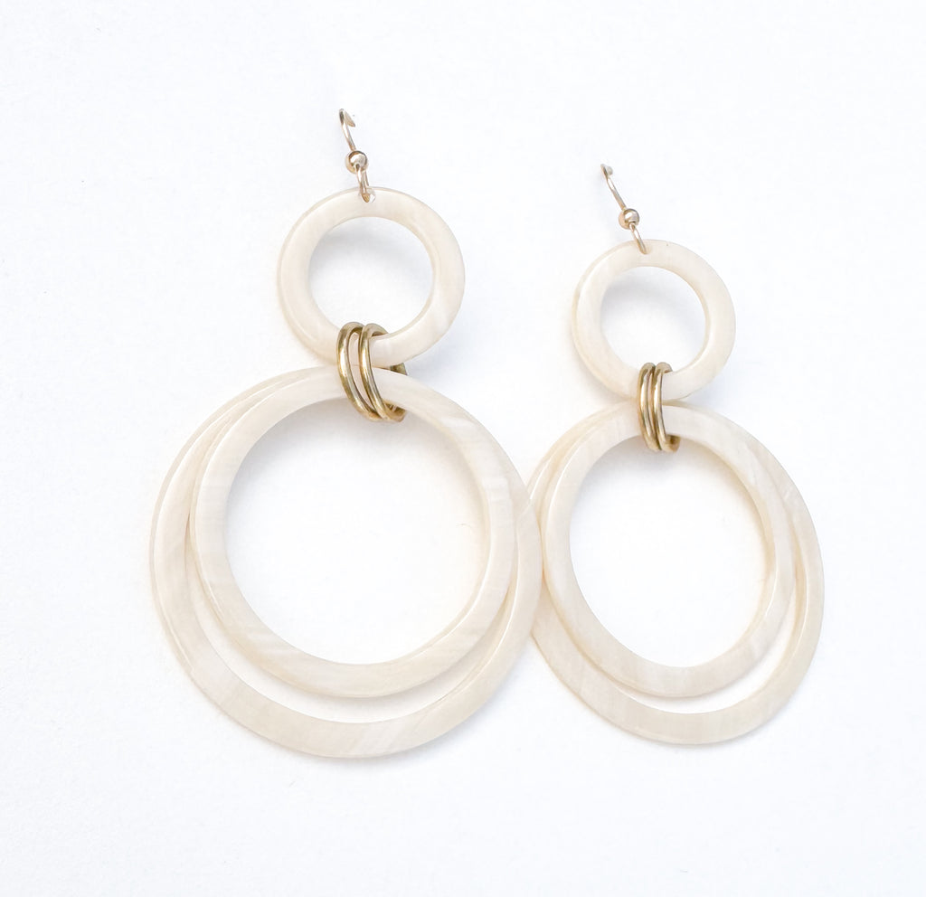 Faux Horn Statement Hoop Drop Earring Handmade From Italian Cellulose Acetate