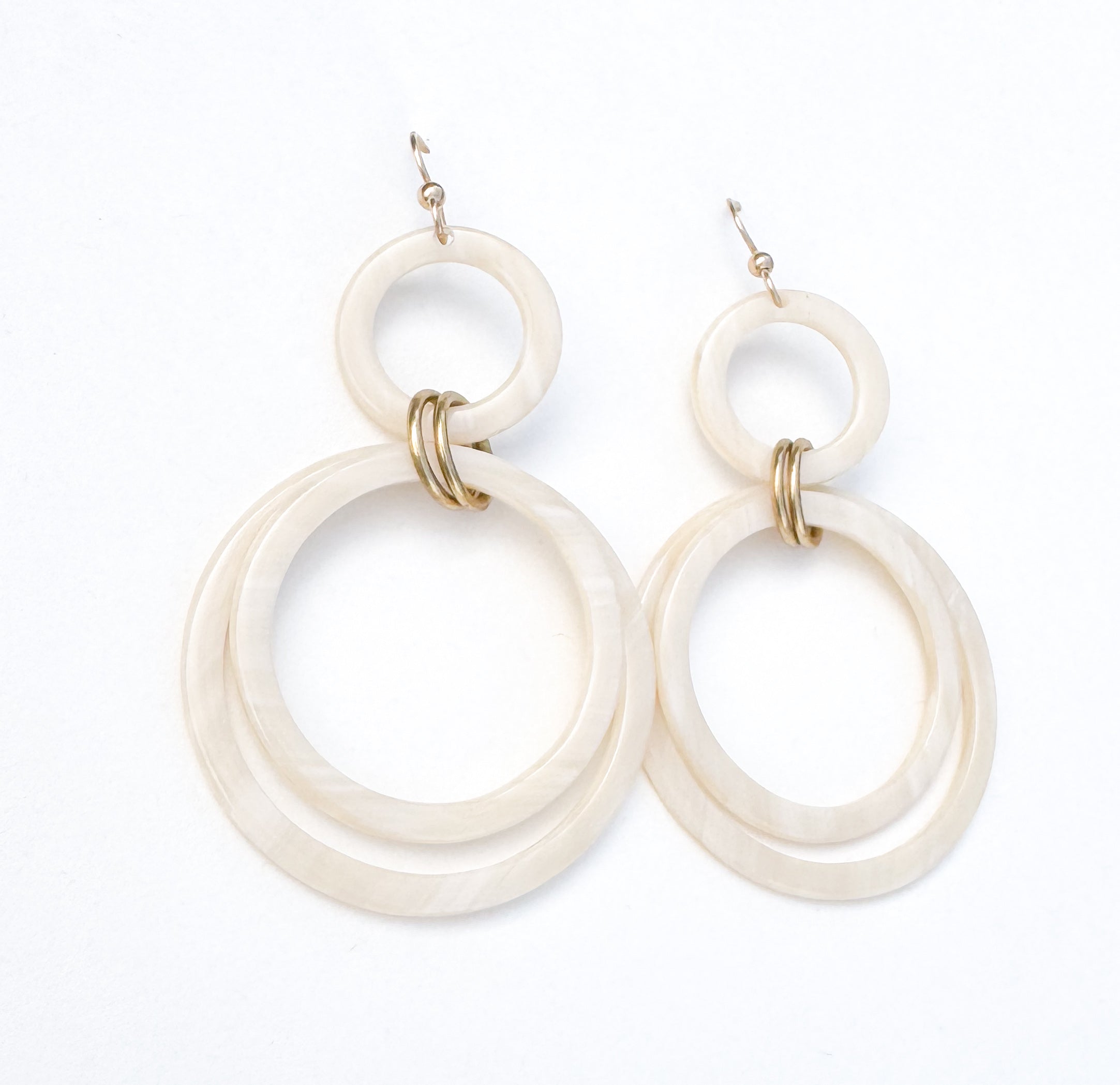 Faux Horn Statement Hoop Drop Earring Handmade From Italian Cellulose Acetate