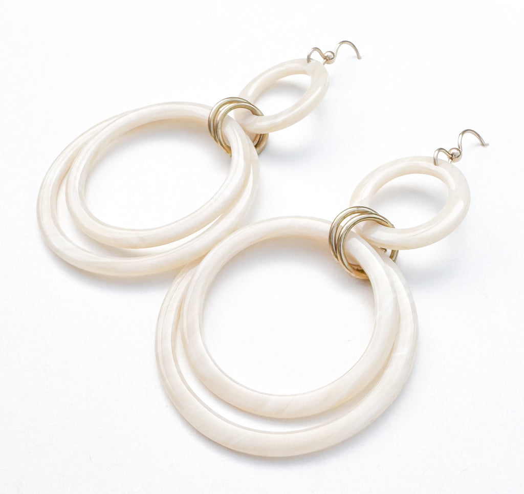 Faux Horn Statement Hoop Drop Earring Handmade From Italian Cellulose Acetate