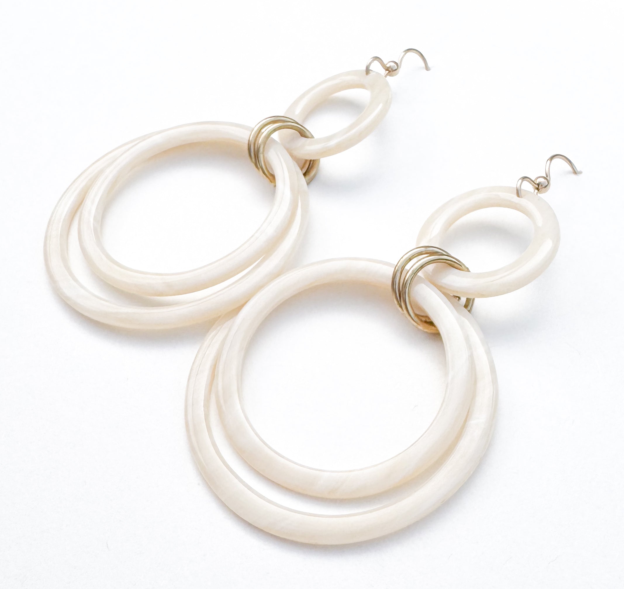 Faux Horn Statement Hoop Drop Earring Handmade From Italian Cellulose Acetate