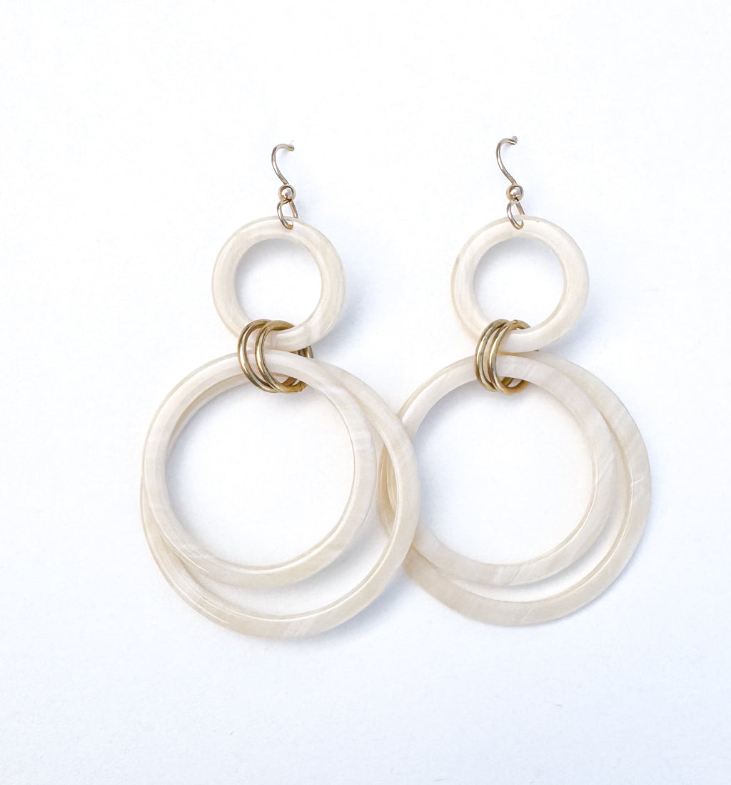Faux Horn Statement Hoop Drop Earring Handmade From Italian Cellulose Acetate