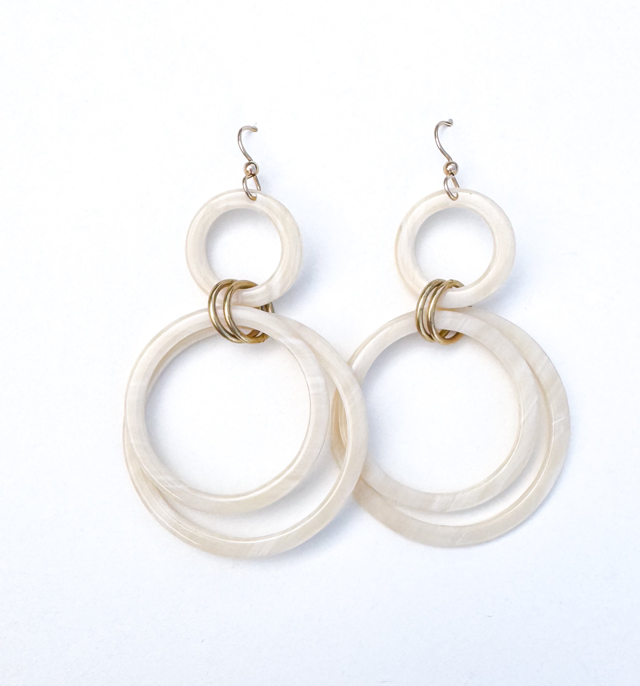 Faux Horn Statement Hoop Drop Earring Handmade From Italian Cellulose Acetate