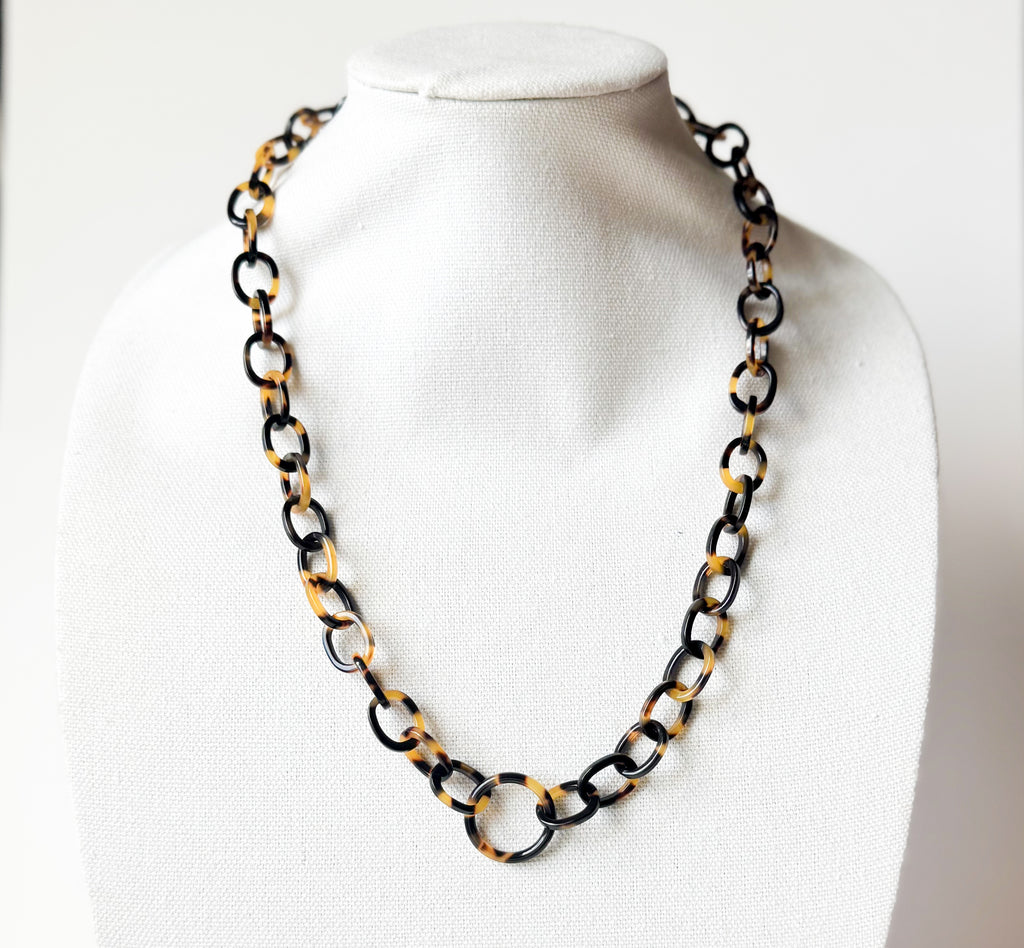 Tortoise Shell Eyeglass Chain Necklace With Loop: Fine Italian Cellulose Acetate, Handmade in NYC