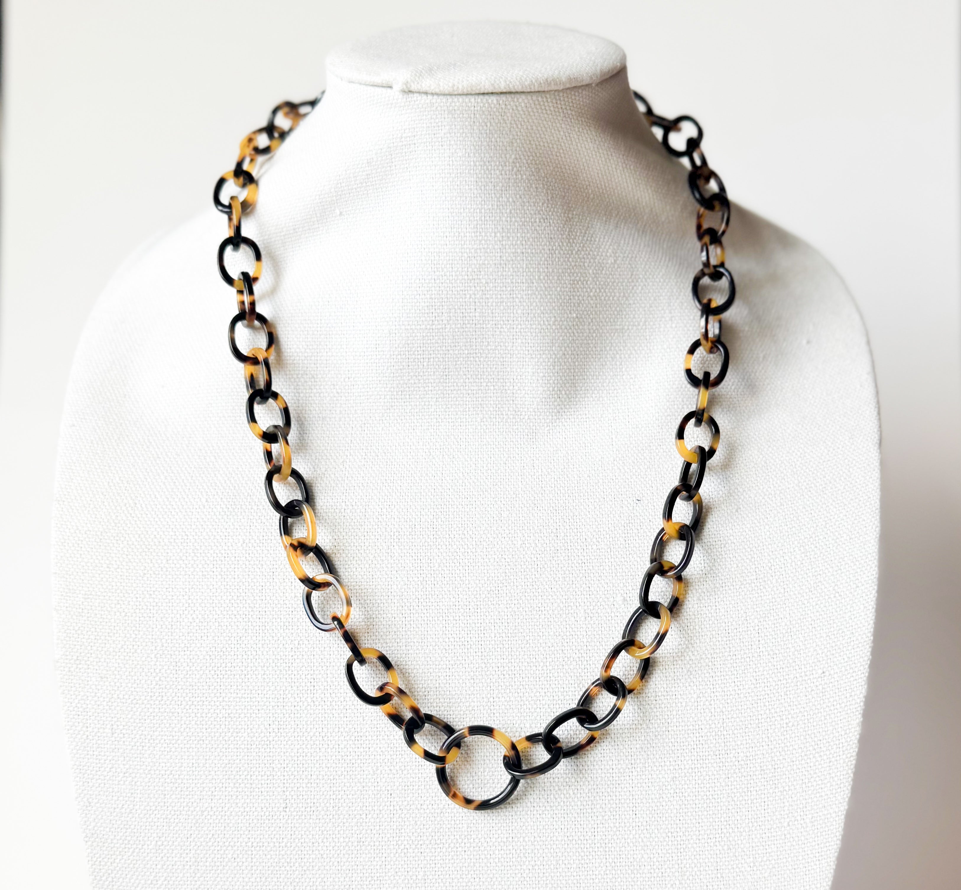 Tortoise Shell Eyeglass Chain Necklace With Loop: Fine Italian Cellulose Acetate, Handmade in NYC
