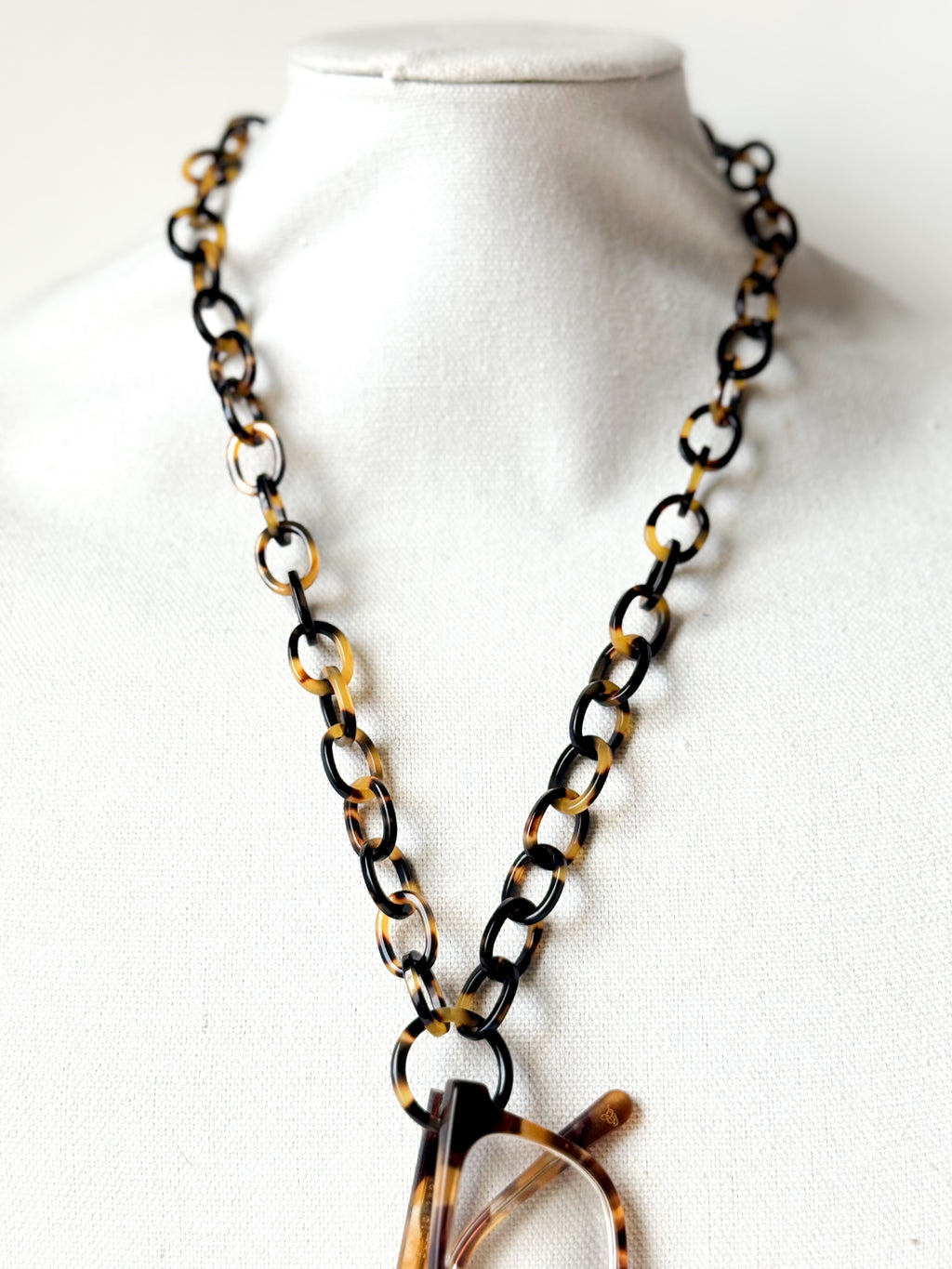 Tortoise Shell Eyeglass Chain Necklace With Loop: Fine Italian Cellulose Acetate, Handmade in NYC