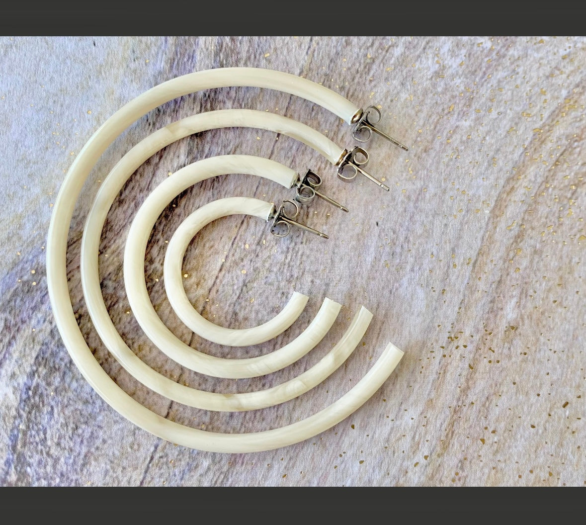 1.5” Light Horn Skinny Hoop Hearring Handmade in NYC From Italian Cellulose Acetate