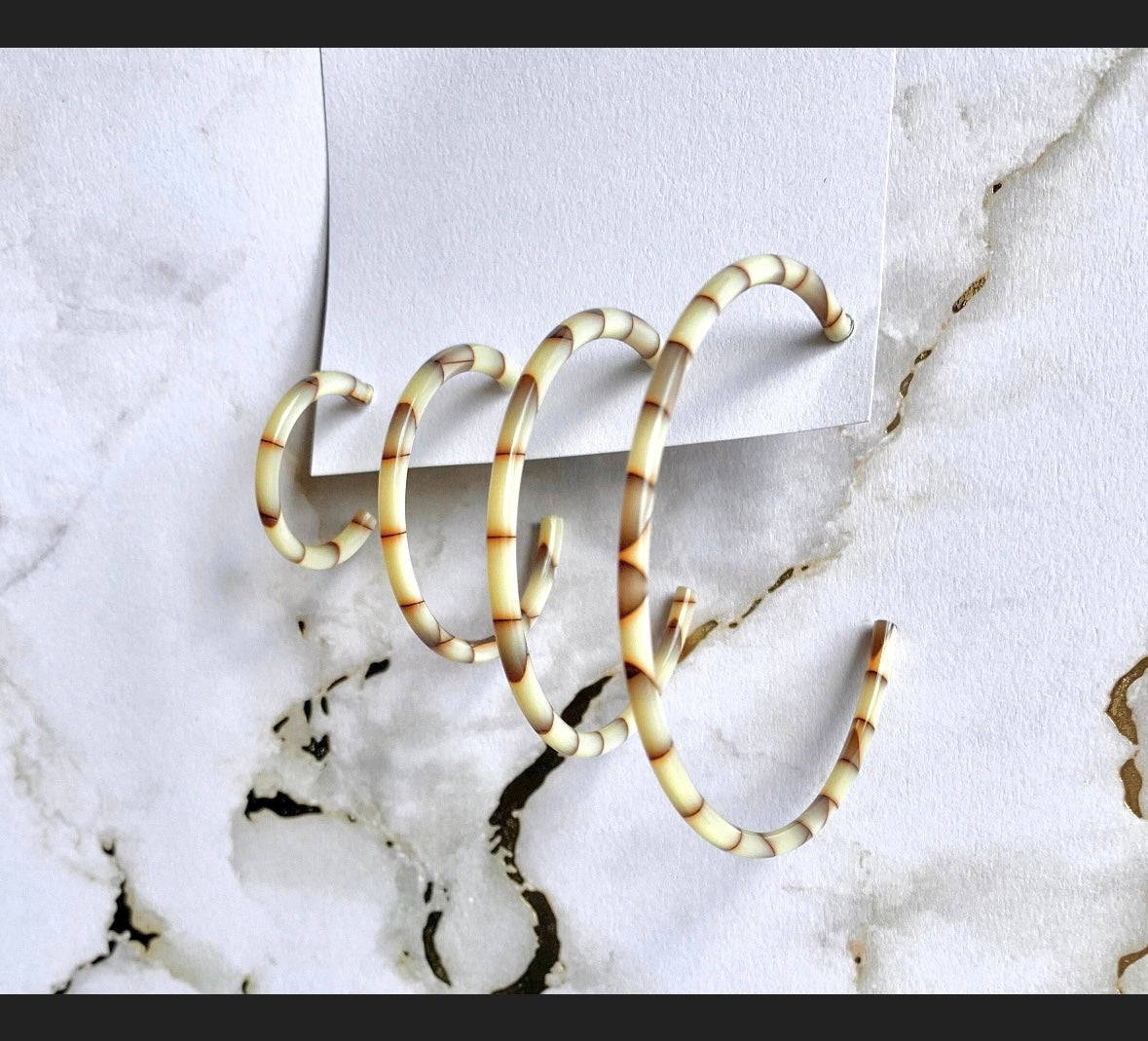 1.5” Blonde Iridescent Tortoise Skinny Hoop Earring Handmade in NYC From Italian Cellulose Acetate (Copy)