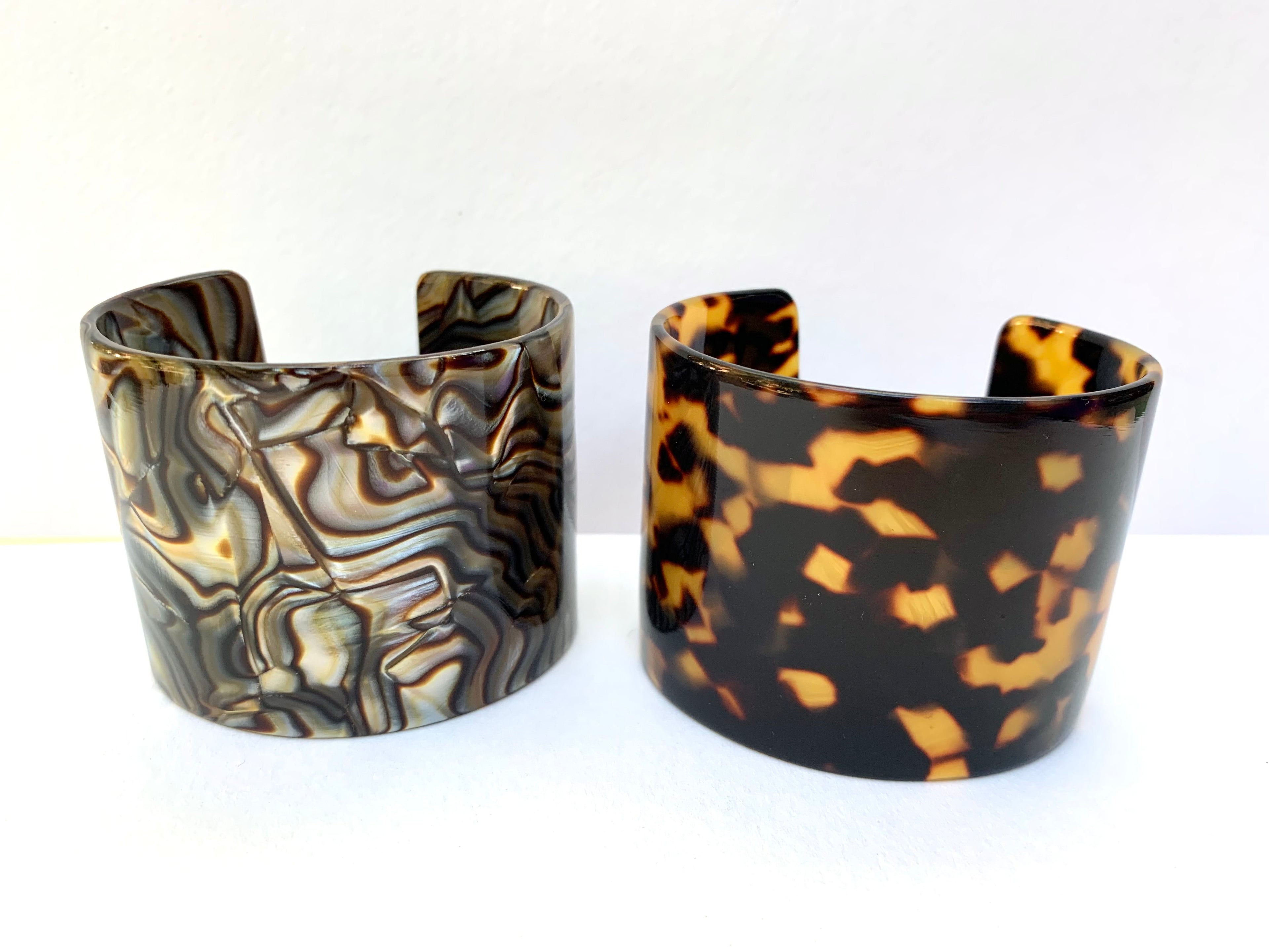 Tortoise Shell Cuff Bracelet 2" Wide Solid Tortoise Cuff Handmade in NYC From Italian Cellulose Acetate