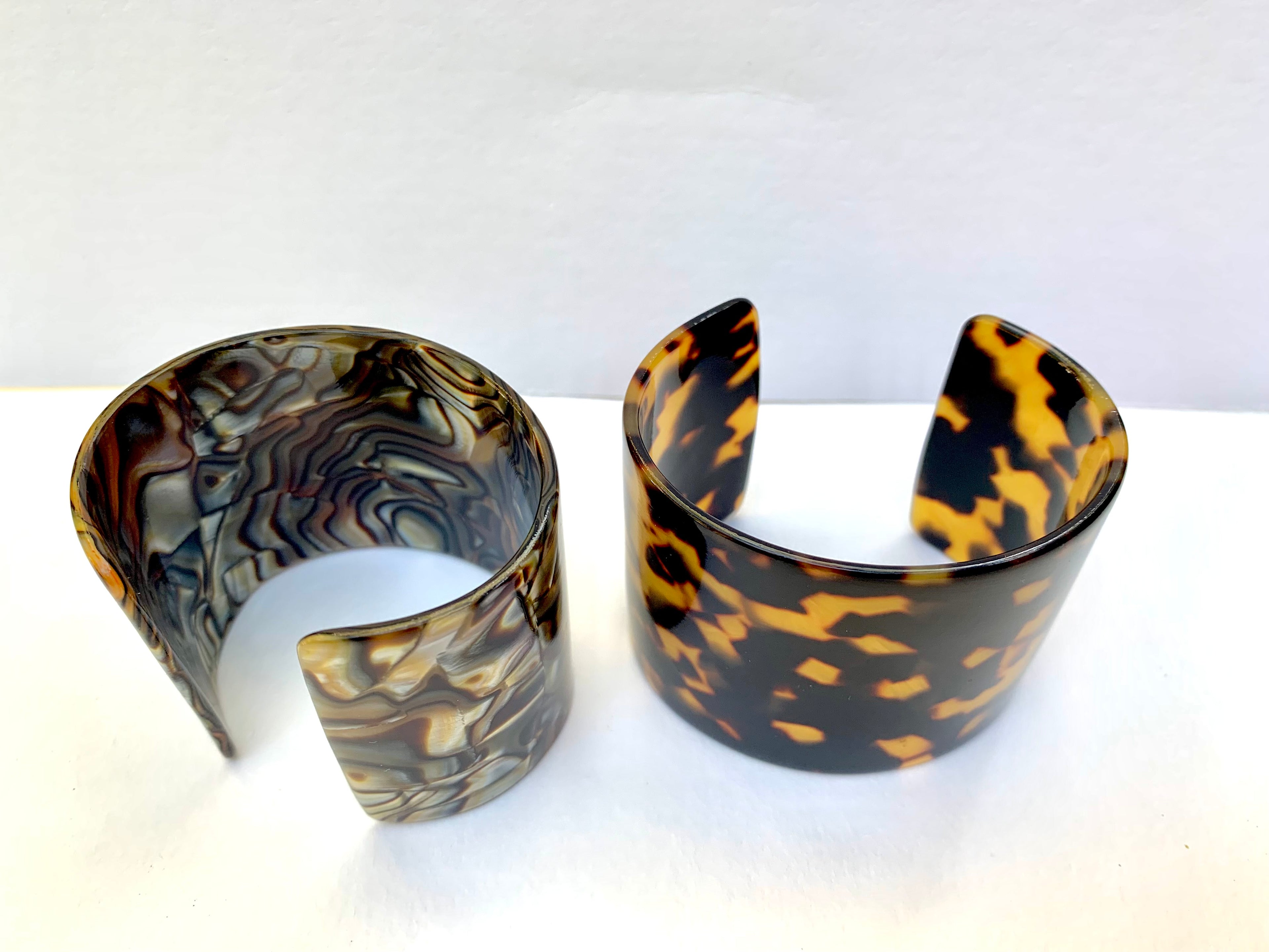 Tortoise Shell Cuff Bracelet 2" Wide Solid Tortoise Cuff Handmade in NYC From Italian Cellulose Acetate