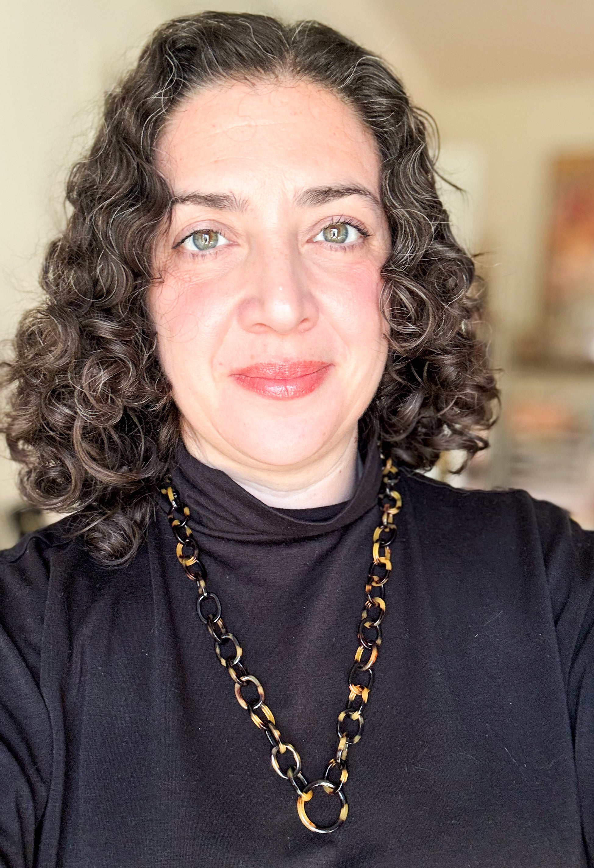 Tortoise Shell Eyeglass Chain Necklace With Loop: Fine Italian Cellulose Acetate, Handmade in NYC