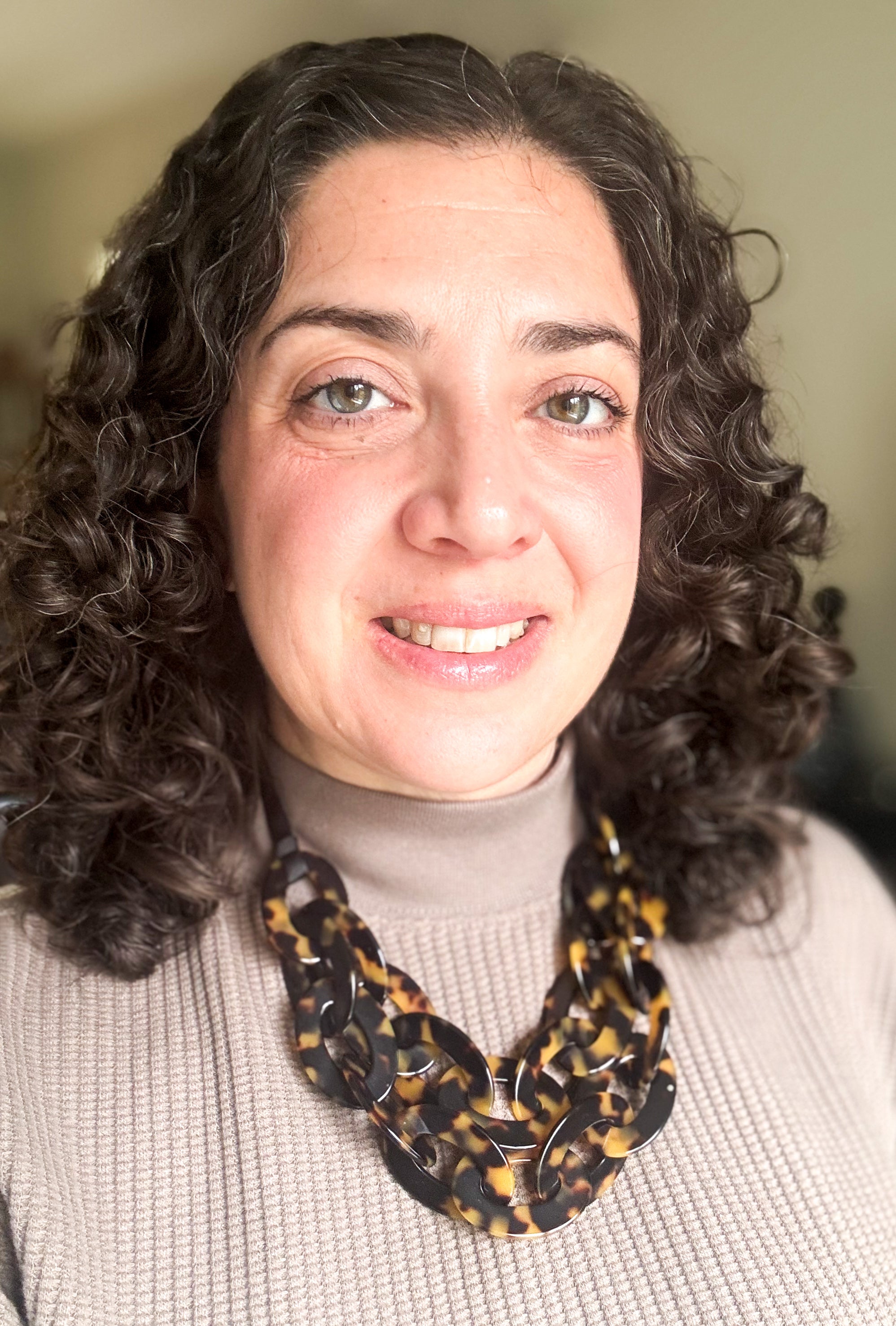 Tortoise Shell Bib Chain Necklace Handmade From Italian Cellulose Acetate