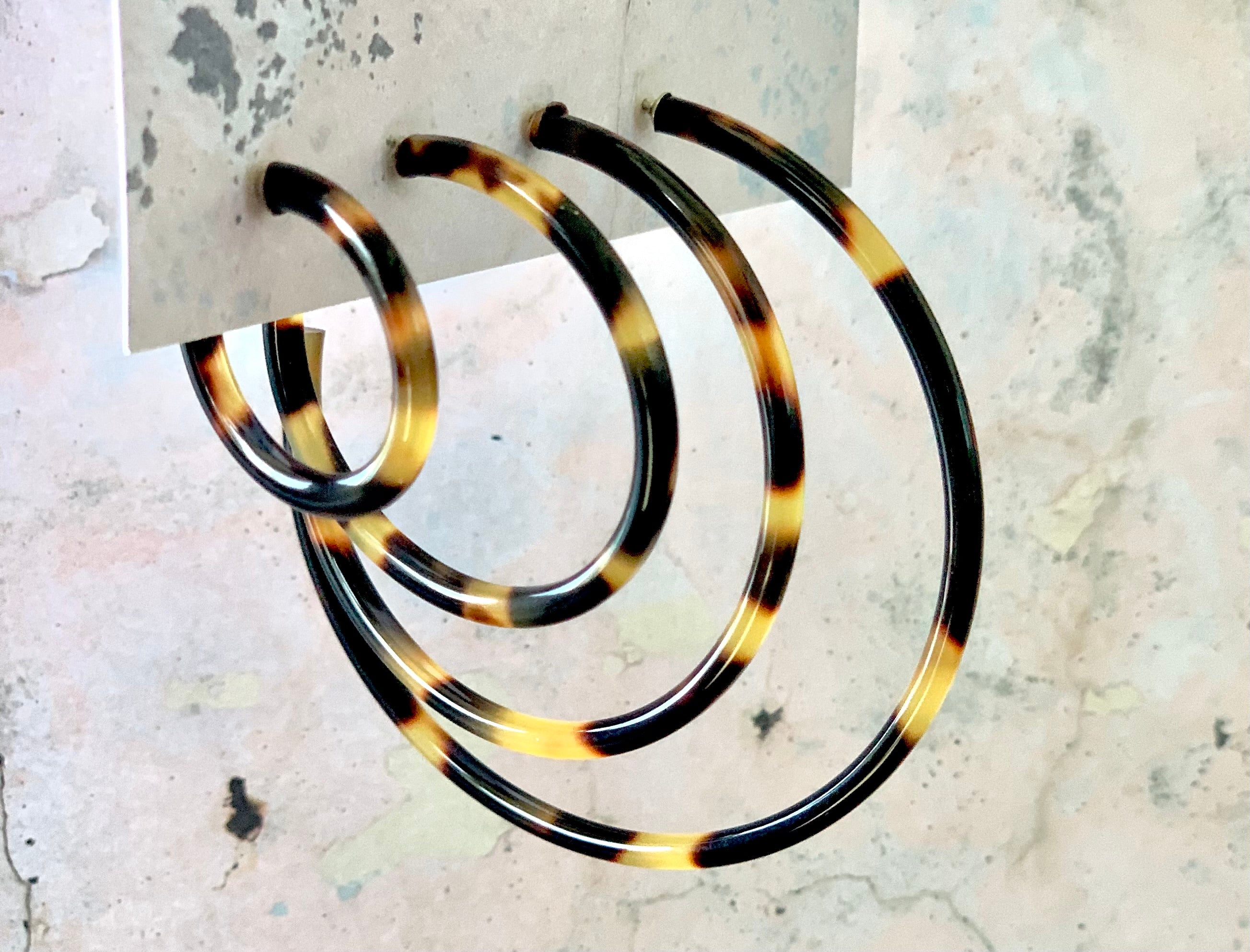 1" Tortoise Shell Hoop Earring Handmade in NYC From The Finest Italian Cellulose Acetate