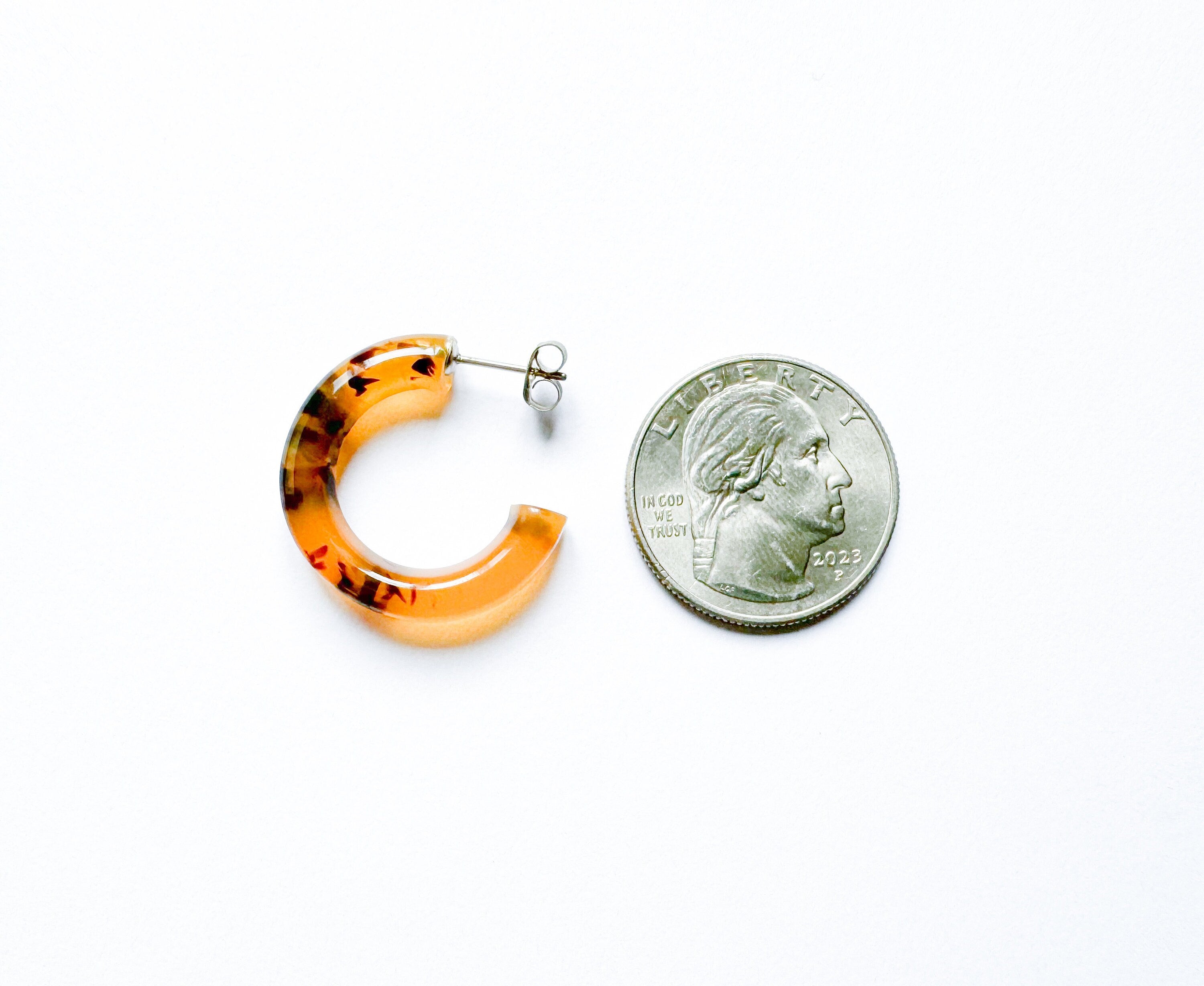 Thick Tortoise Shell Hoops Handmade in the 1990s From Italian Cellulose Acetate 1" Hoop Chunky Acrylic Tortoise Hoop Vintage Never Worn