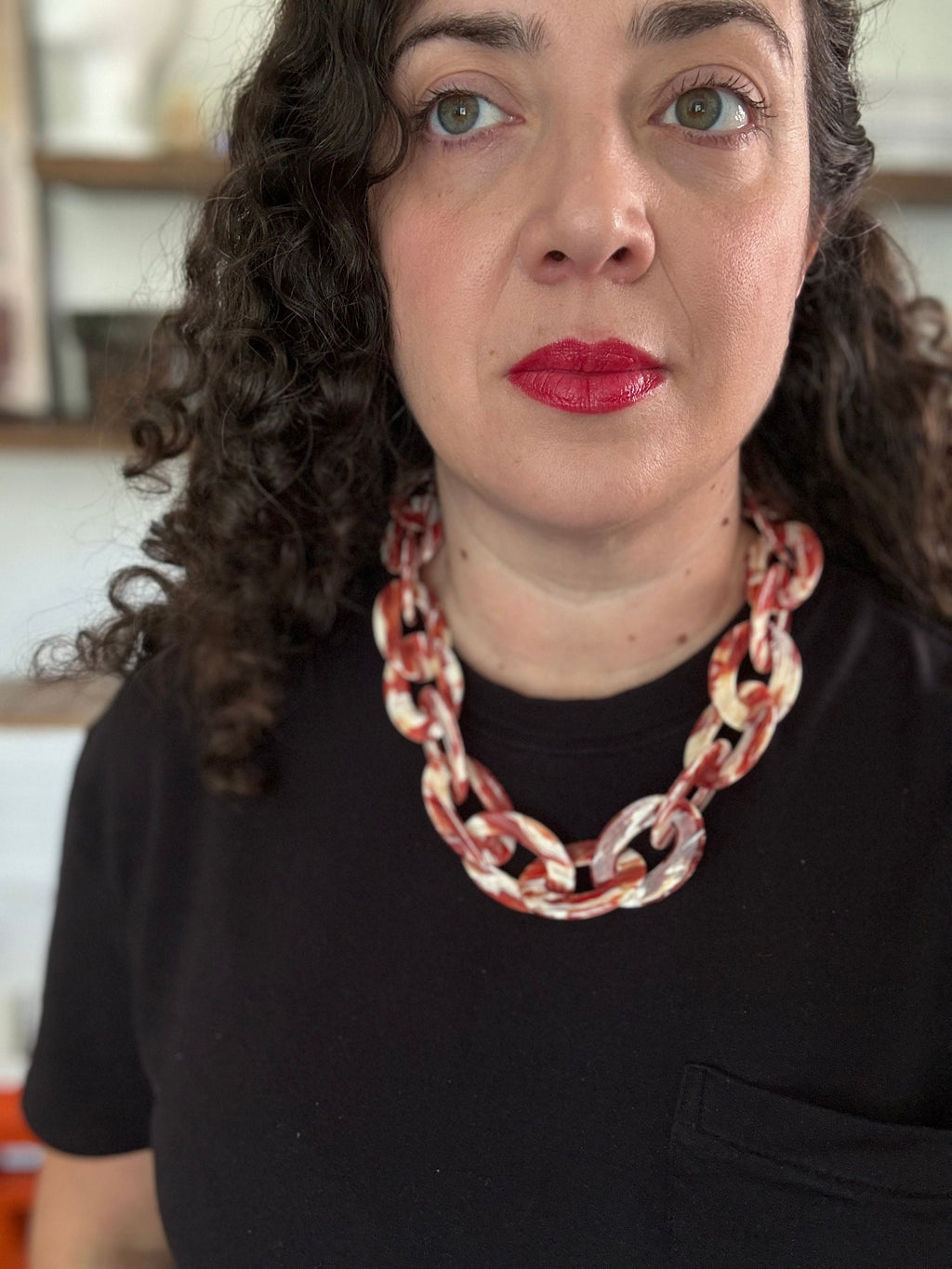 Chunky Lucite Chain Horn and Ivory Resin Link Chain Handmade from  Vintage  Italian Cellulose Acetate