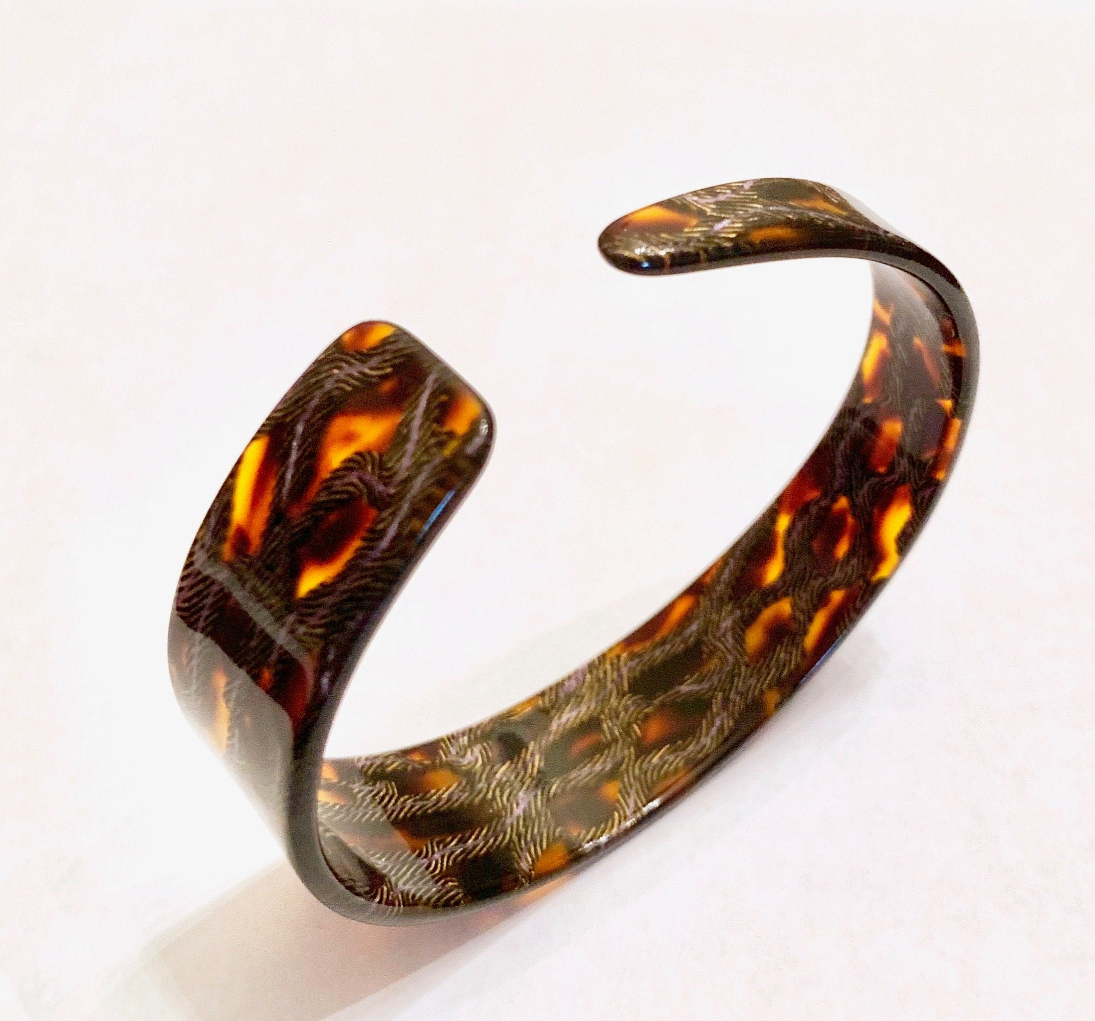 Skinny Tortoise Shell Cuff Stack Bracelet |Made From  Italian Cellulose Acetate Handmade in the USA| Tortoise Bracelet