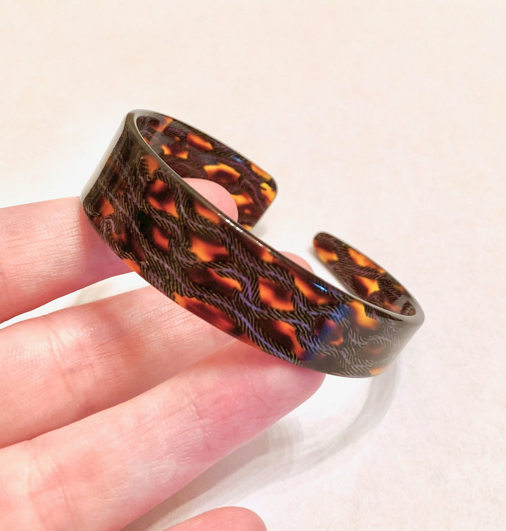 Skinny Tortoise Shell Cuff Stack Bracelet |Made From  Italian Cellulose Acetate Handmade in the USA| Tortoise Bracelet